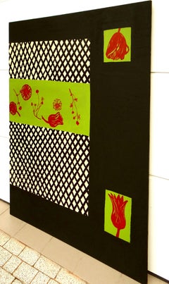 Gartenbetten 2 -  Moderne Expressive Minimalistische Malerei, Großformat