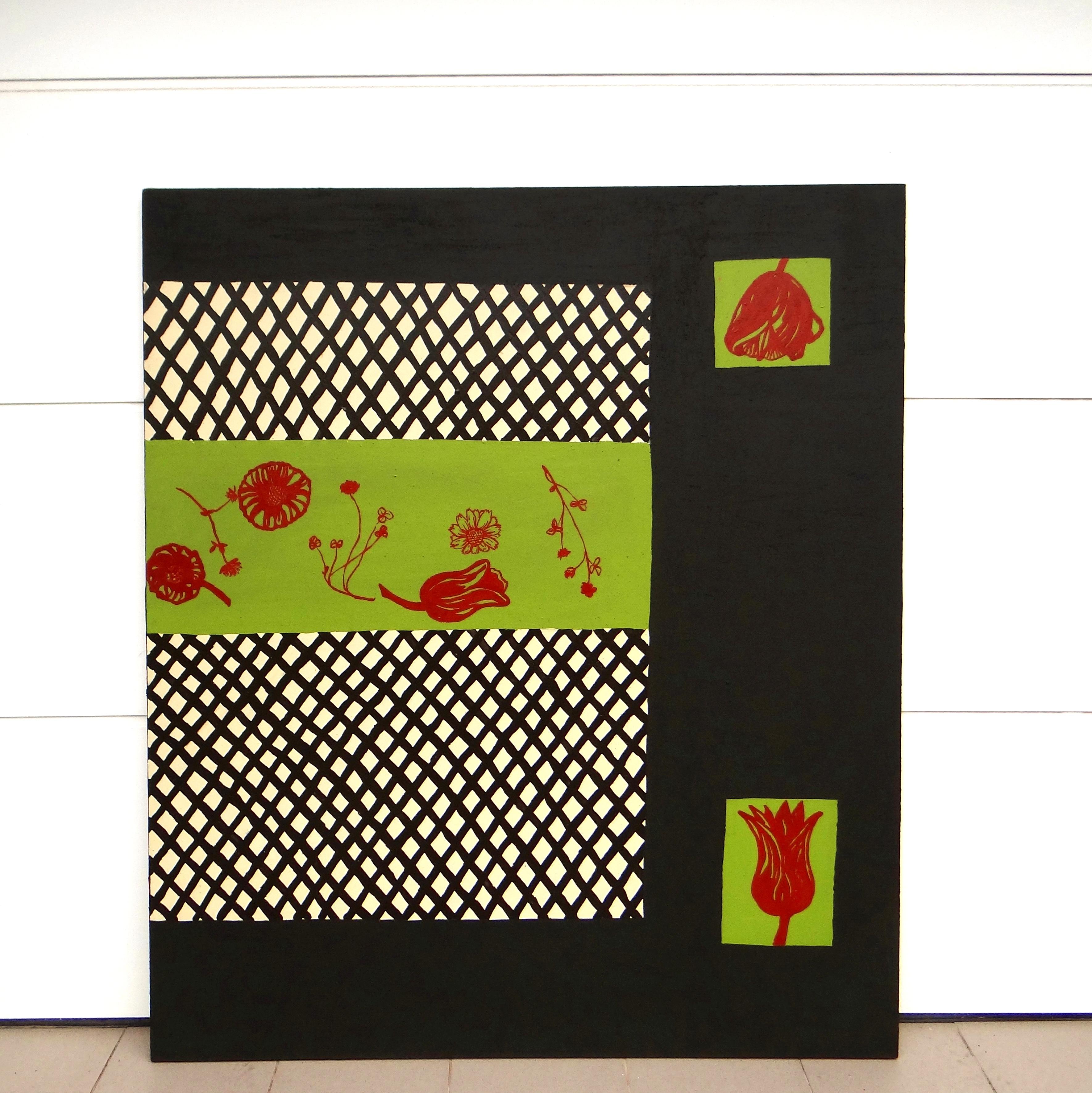 Letti da giardino 2 -  Pittura moderna espressiva e minimalista, formato grande - Painting Contemporaneo di Joanna Mrozowska