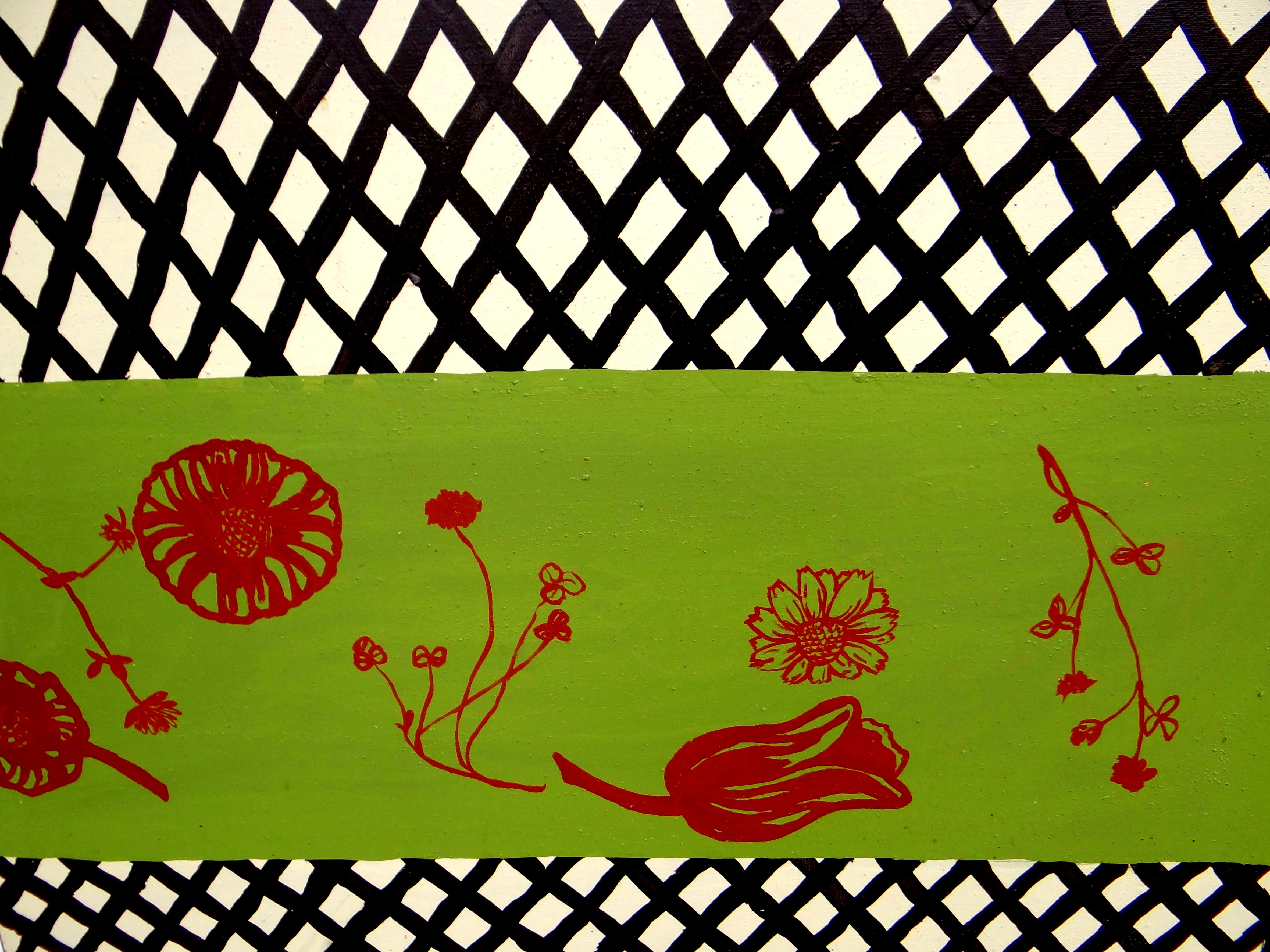 Letti da giardino 2 -  Pittura moderna espressiva e minimalista, formato grande - Figurative Painting Nero di Joanna Mrozowska
