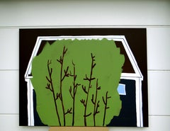 Green Bush - Modern Expressive Minimalistic and Symbolic Painting, Large Format