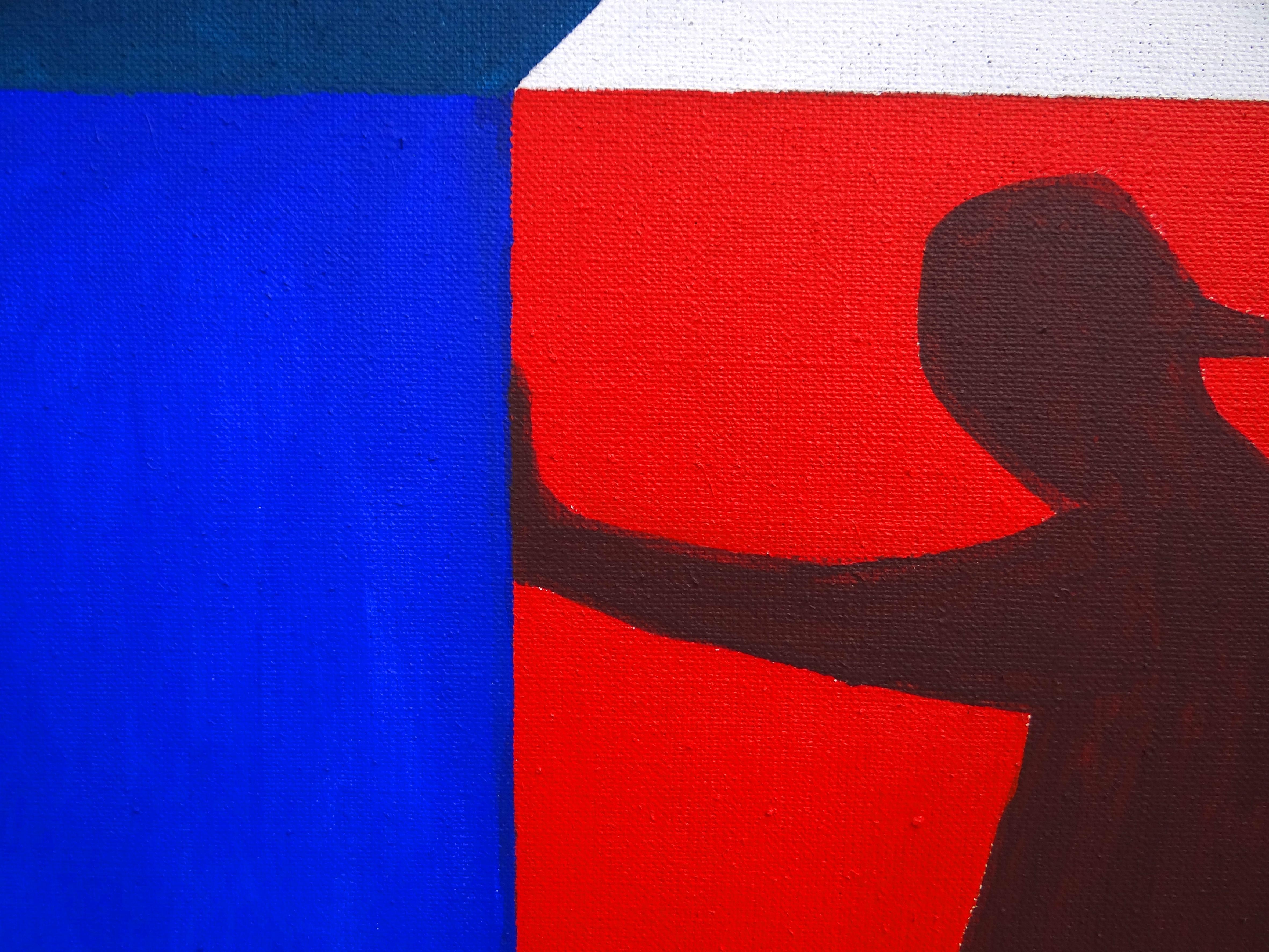 Hide and Seek - Pittura contemporanea espressiva, simbolica e minimalista - Abstract Painting Grigio di Joanna Mrozowska