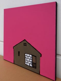 House On Pink  - Contemporary Expressive, Symbolic and  Minimalistic Painting