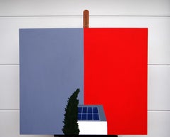 House With Solar Panels - Modern Expressive Symbolic and Minimalistic Painting