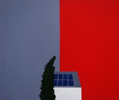 House With Solar Panels - Modern Expressive Symbolic and Minimalistic Painting