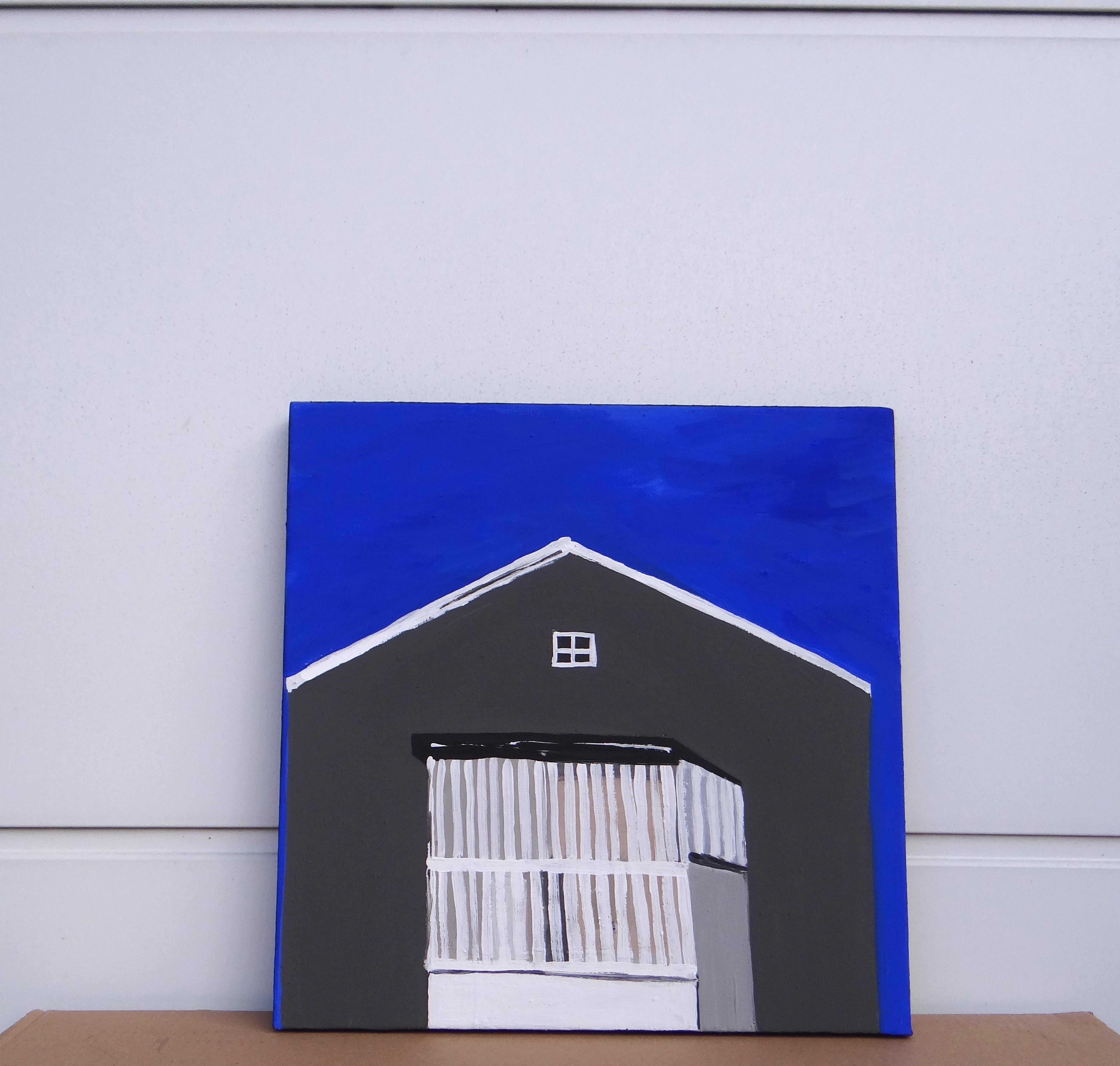 Maison avec veranda  - Expressif, symbolique et moderne  Peinture minimaliste - Painting de Joanna Mrozowska