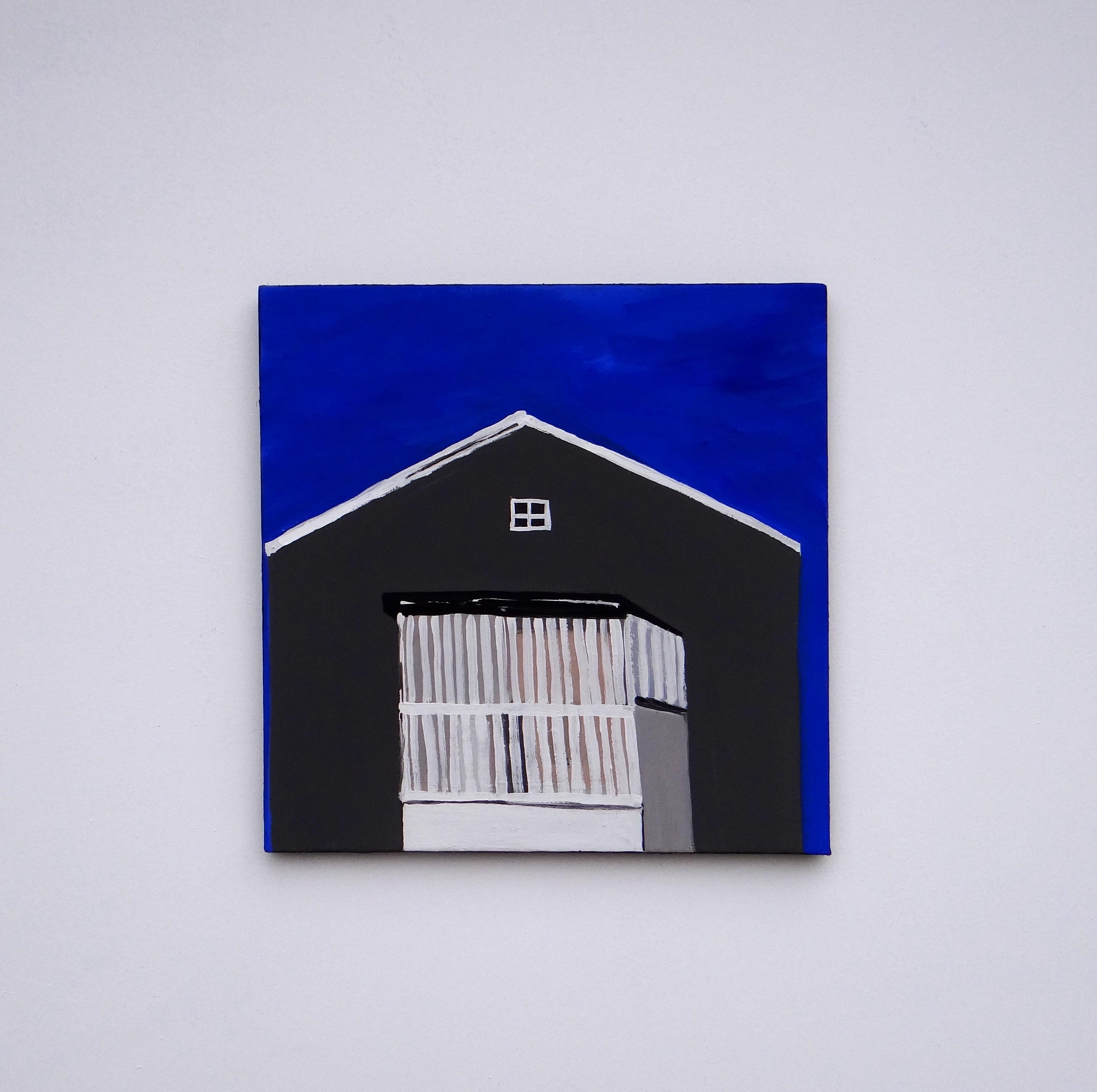 Maison avec veranda  - Expressif, symbolique et moderne  Peinture minimaliste en vente 2