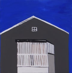 House With Veranda  - Modern Expressive, Symbolic and  Minimalistic Painting