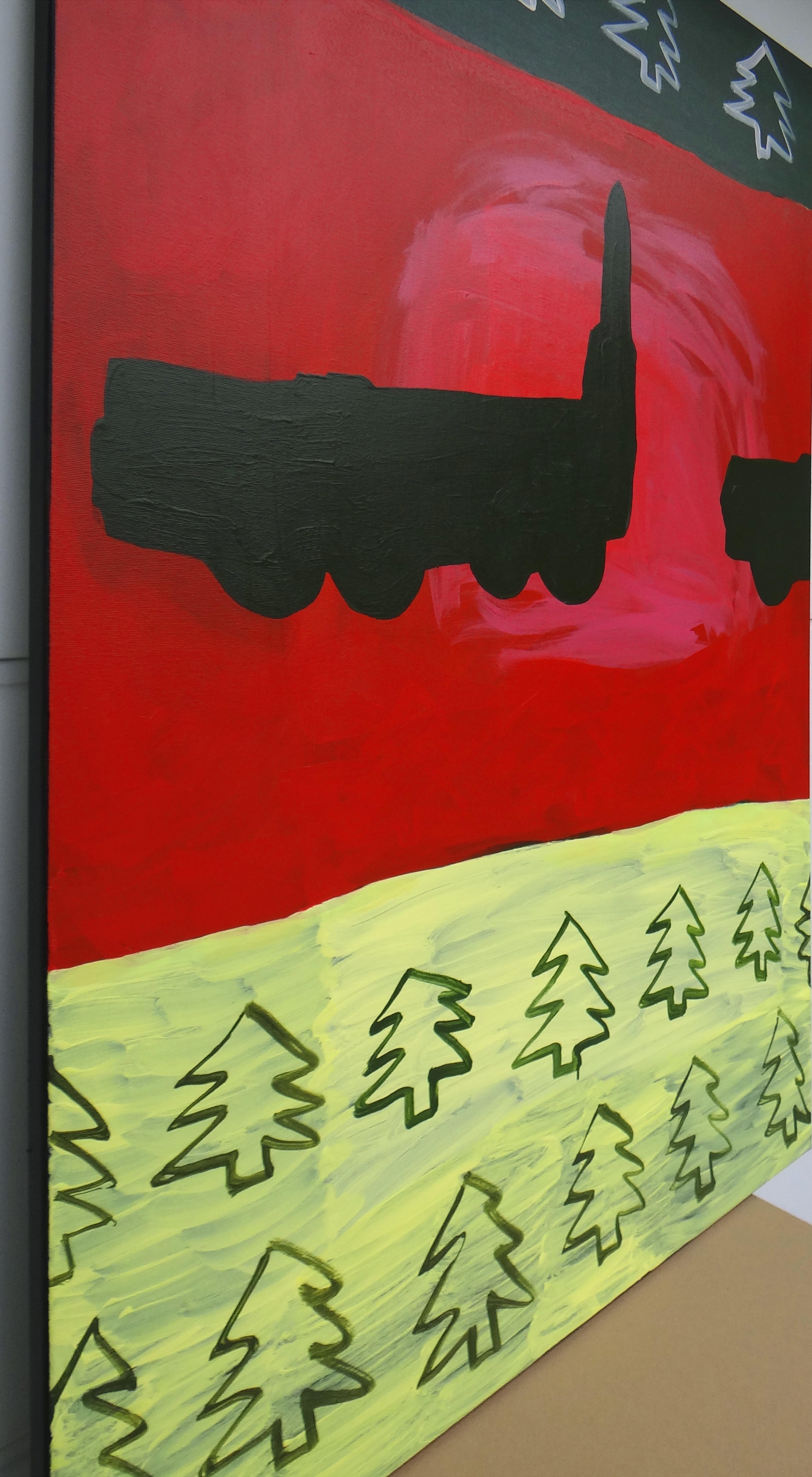 Nella foresta - Pittura simbolica espressiva contemporanea - Painting Contemporaneo di Joanna Mrozowska