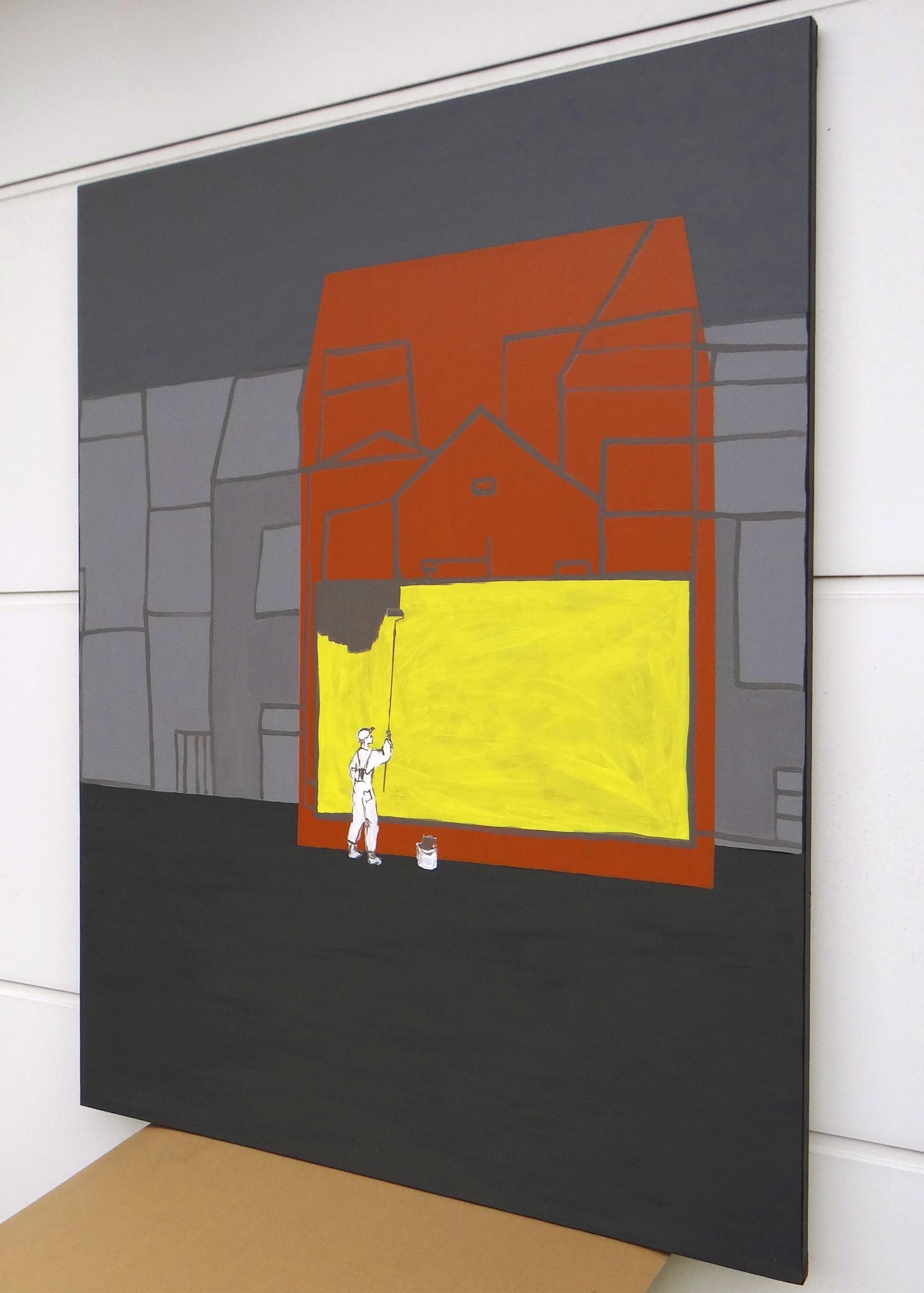 Pintar gris es seguro - Pintura moderna expresiva simbólica y minimalista - Painting de Joanna Mrozowska