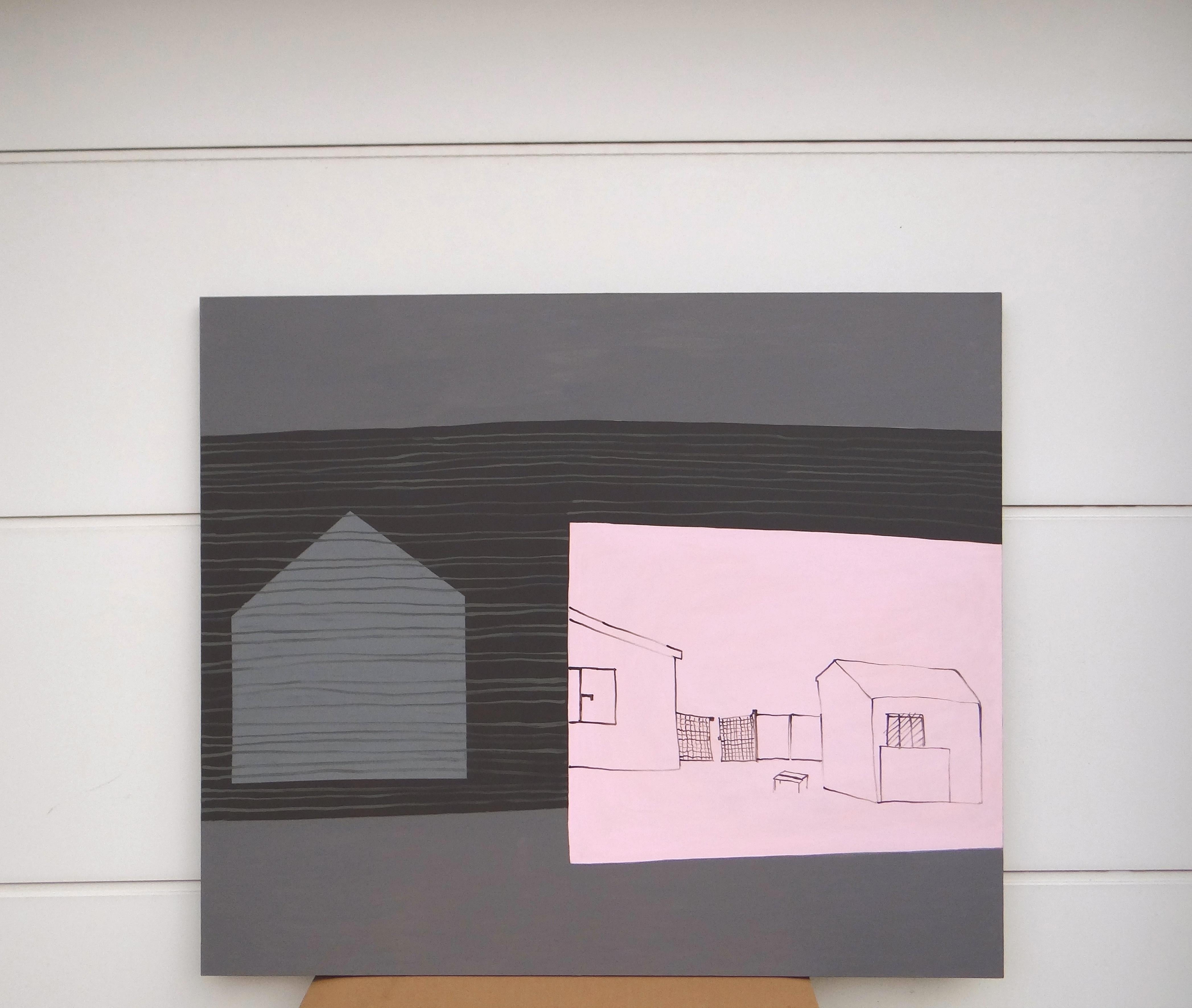 Patio Rosa - Pintura contemporánea expresiva, simbólica y minimalista - Painting Contemporáneo de Joanna Mrozowska