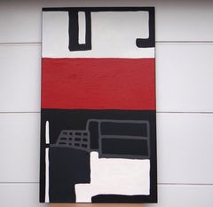RED STREET - Contemporary Expressive Symbolic and Minimalistic Oil Painting