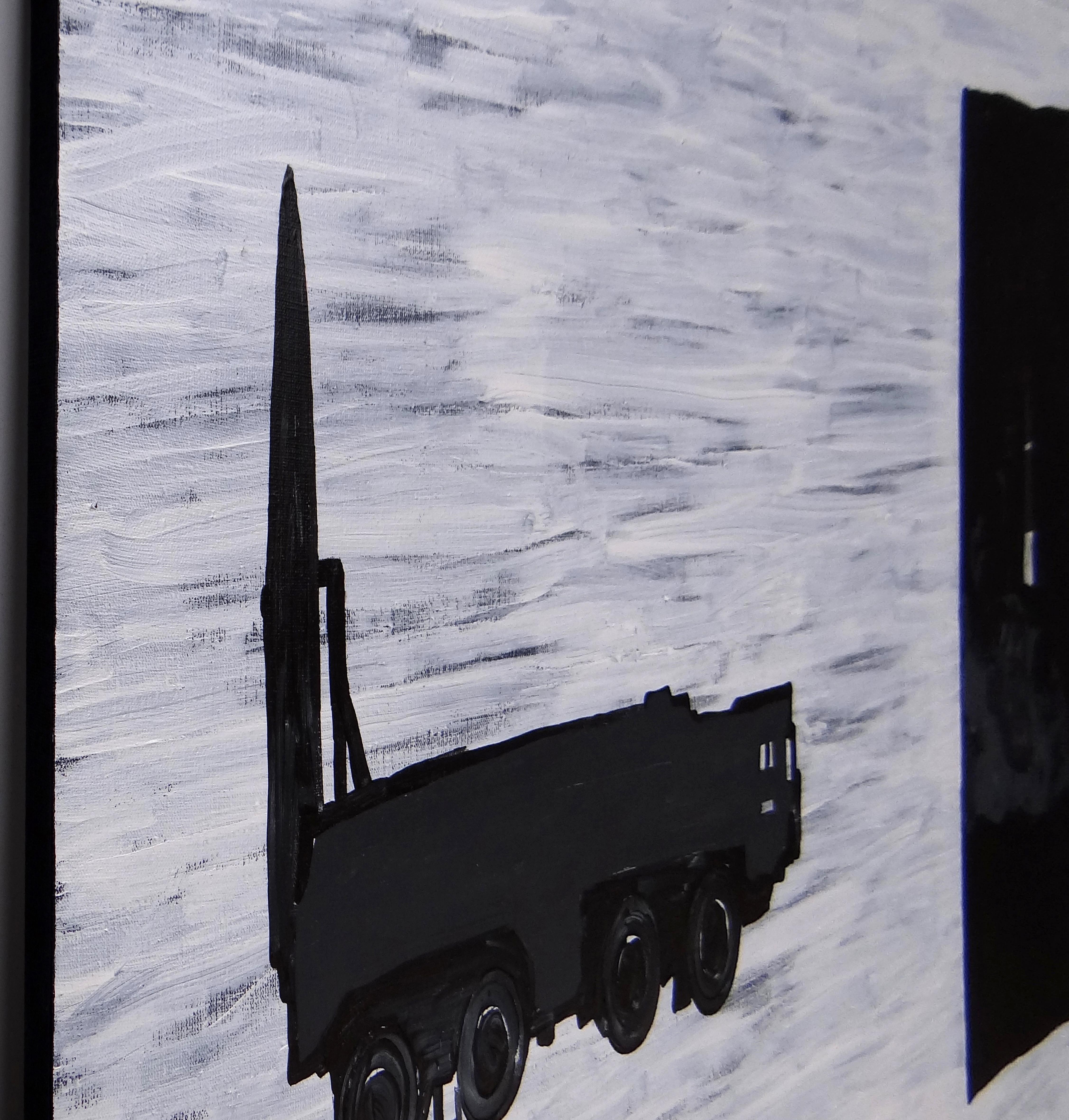Rocket Launcher - Contemporary Expressive Symbolic and Minimalistic Painting For Sale 6