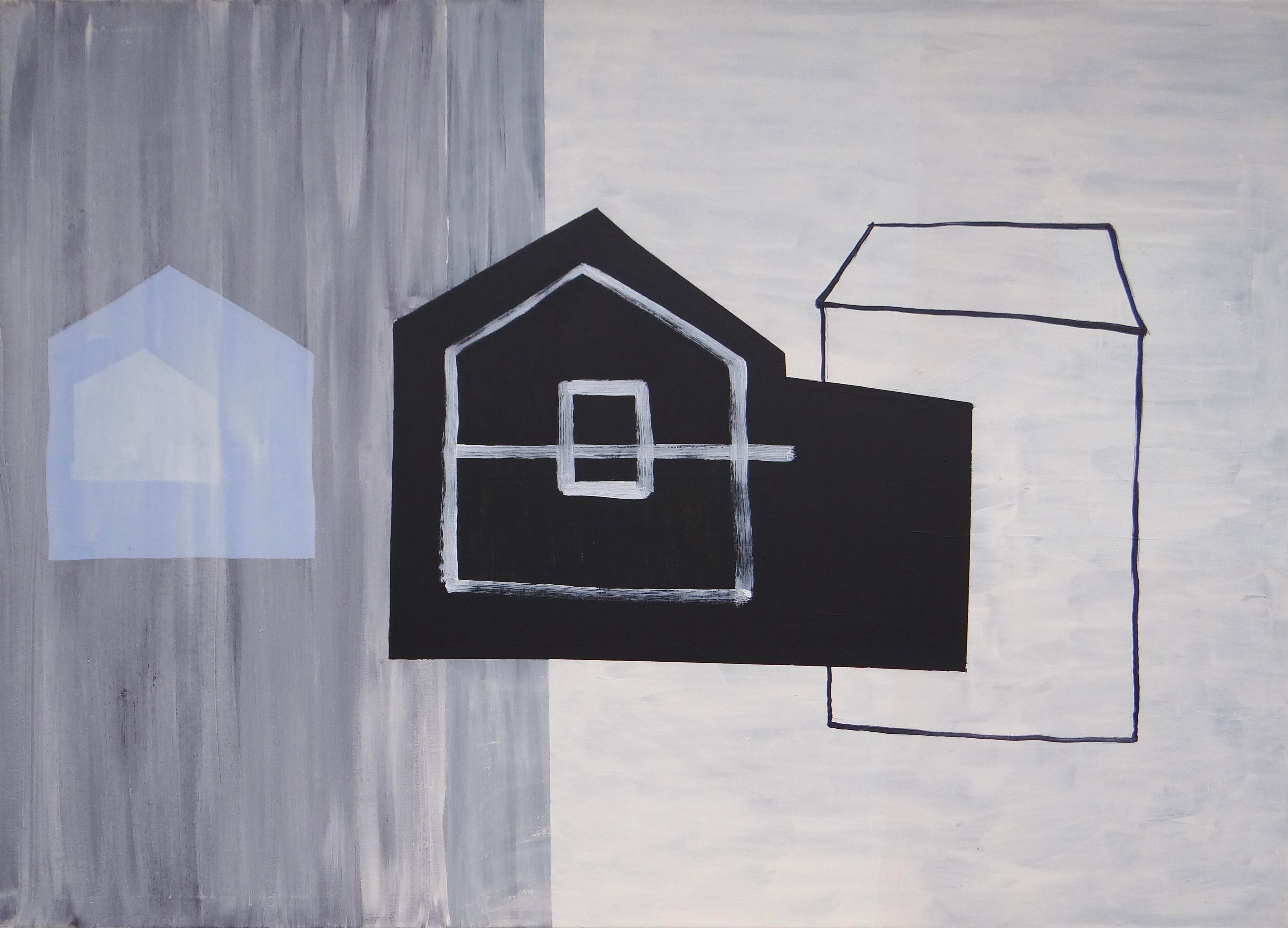 Joanna Mrozowska Abstract Painting - Snow Roofs  1 - Modern Expressive Minimalistic Painting, Large Format