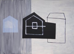 Schneedächer  1 - Modernes expressionistisches, minimalistisches Gemälde, großformatig