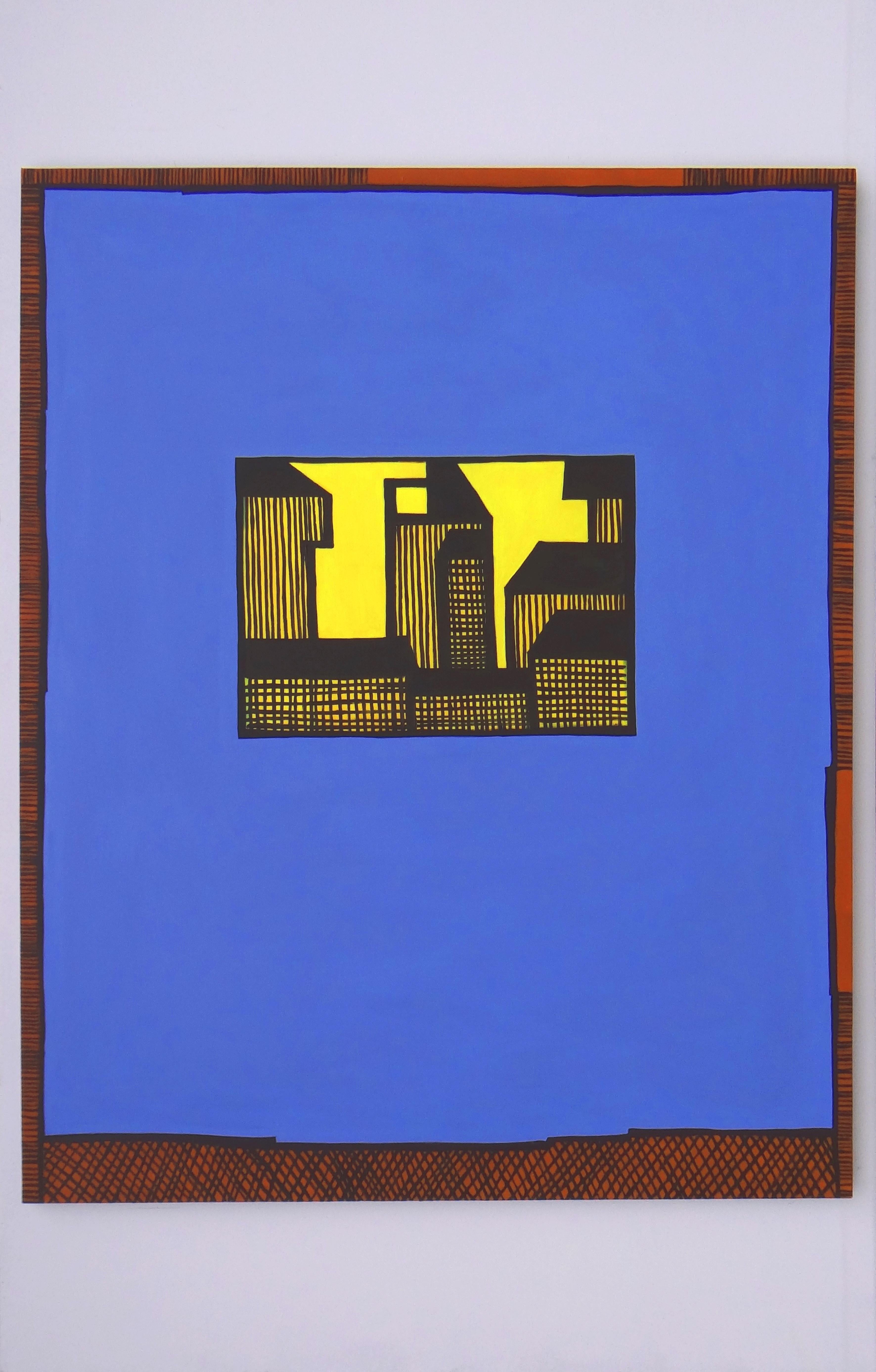 Soleil  City - Peinture contemporaine expressive, symbolique et minimaliste - Painting de Joanna Mrozowska