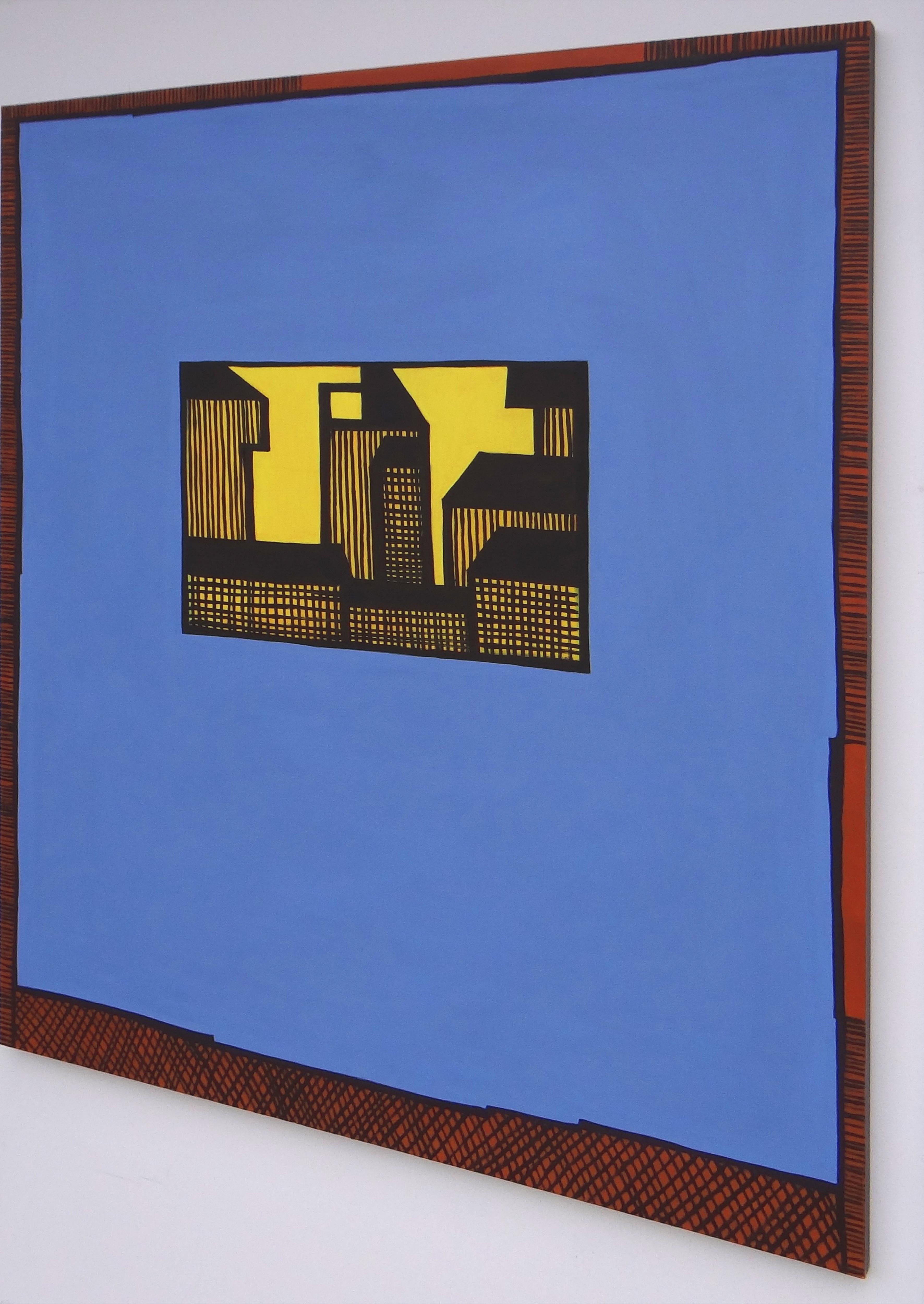 Soleil  City - Peinture contemporaine expressive, symbolique et minimaliste - Contemporain Painting par Joanna Mrozowska