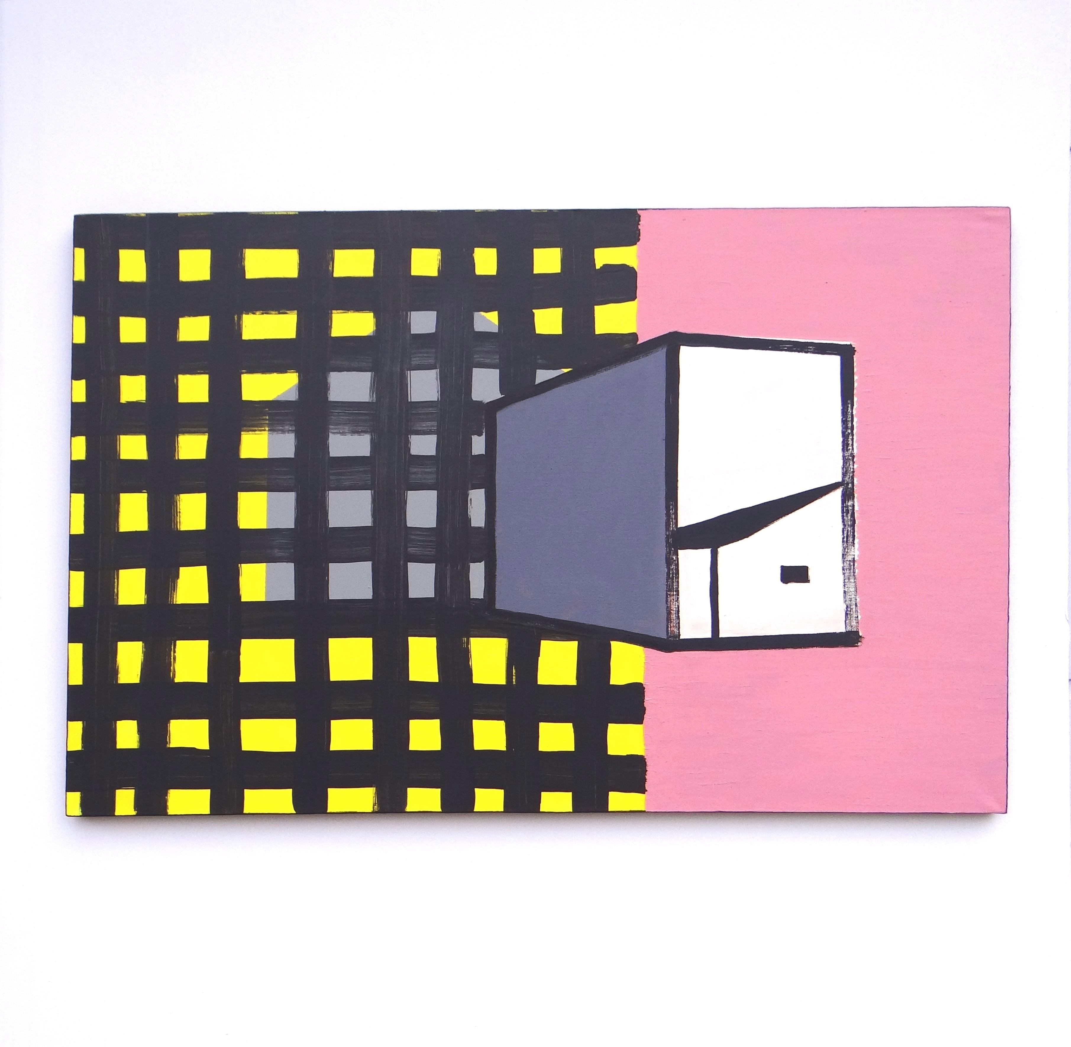 Casas que desaparecen 3 - Simbólica expresiva contemporánea y  Pintura minimalista - Painting de Joanna Mrozowska