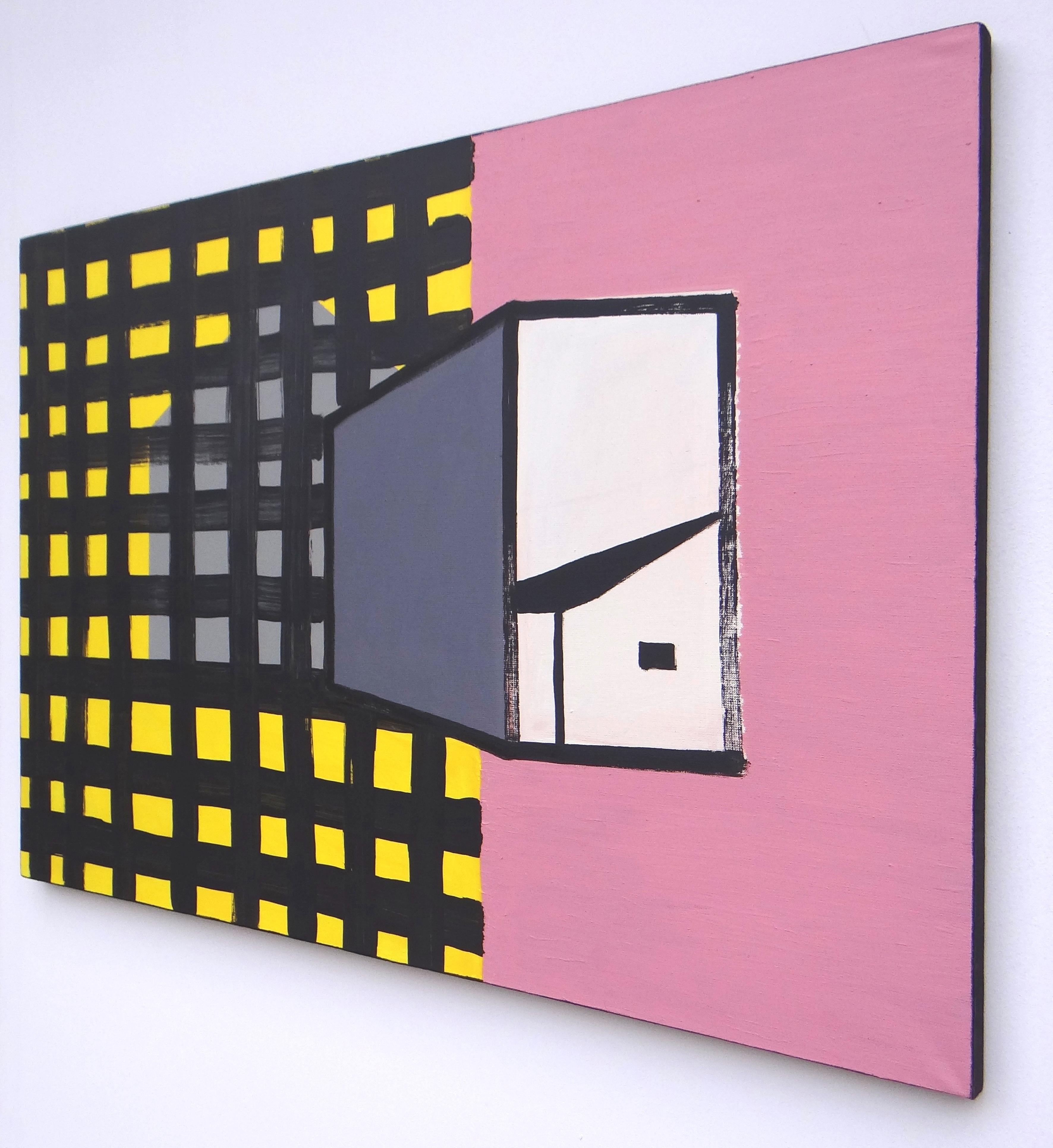 Casas que desaparecen 3 - Simbólica expresiva contemporánea y  Pintura minimalista - Painting Contemporáneo de Joanna Mrozowska