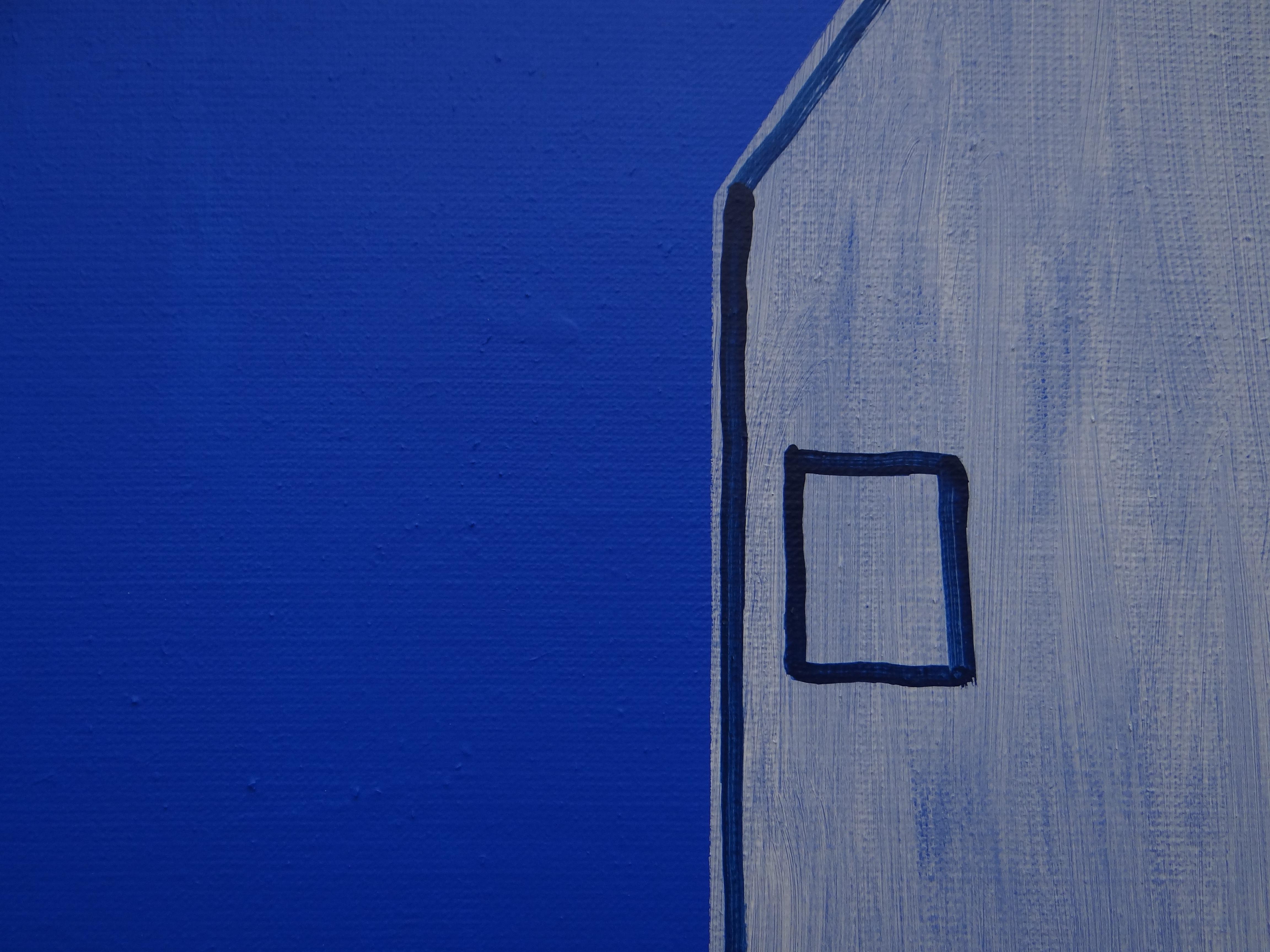 Case che scompaiono 4 - Espressioni simboliche e contemporanee.  Pittura minimalista - Figurative Painting Viola di Joanna Mrozowska