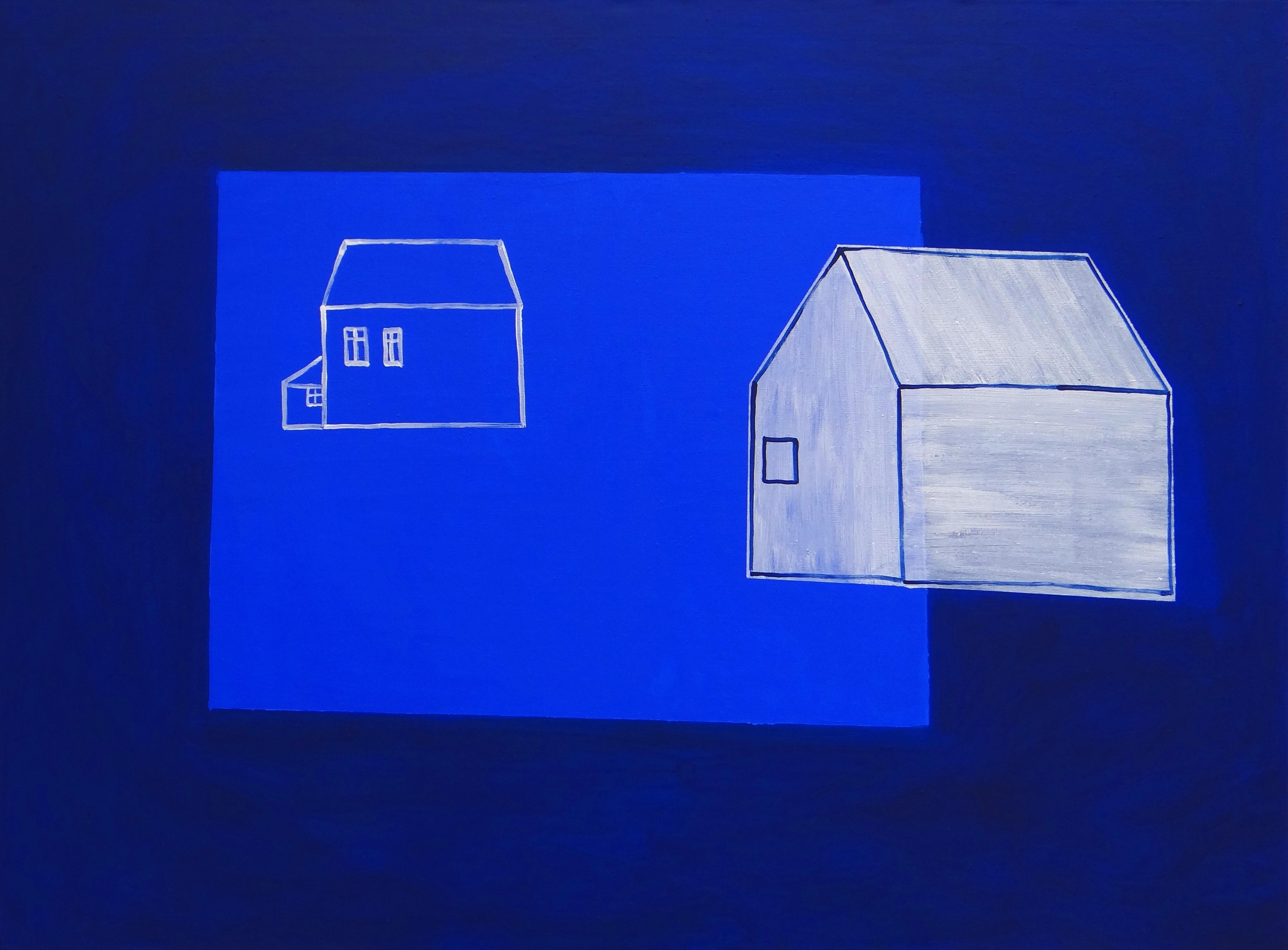 Case che scompaiono 4 - Espressioni simboliche e contemporanee.  Pittura minimalista in vendita 2