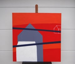 Vanishing Houses 5 - Contemporary Expressive Symbolic and  Minimalistic Painting
