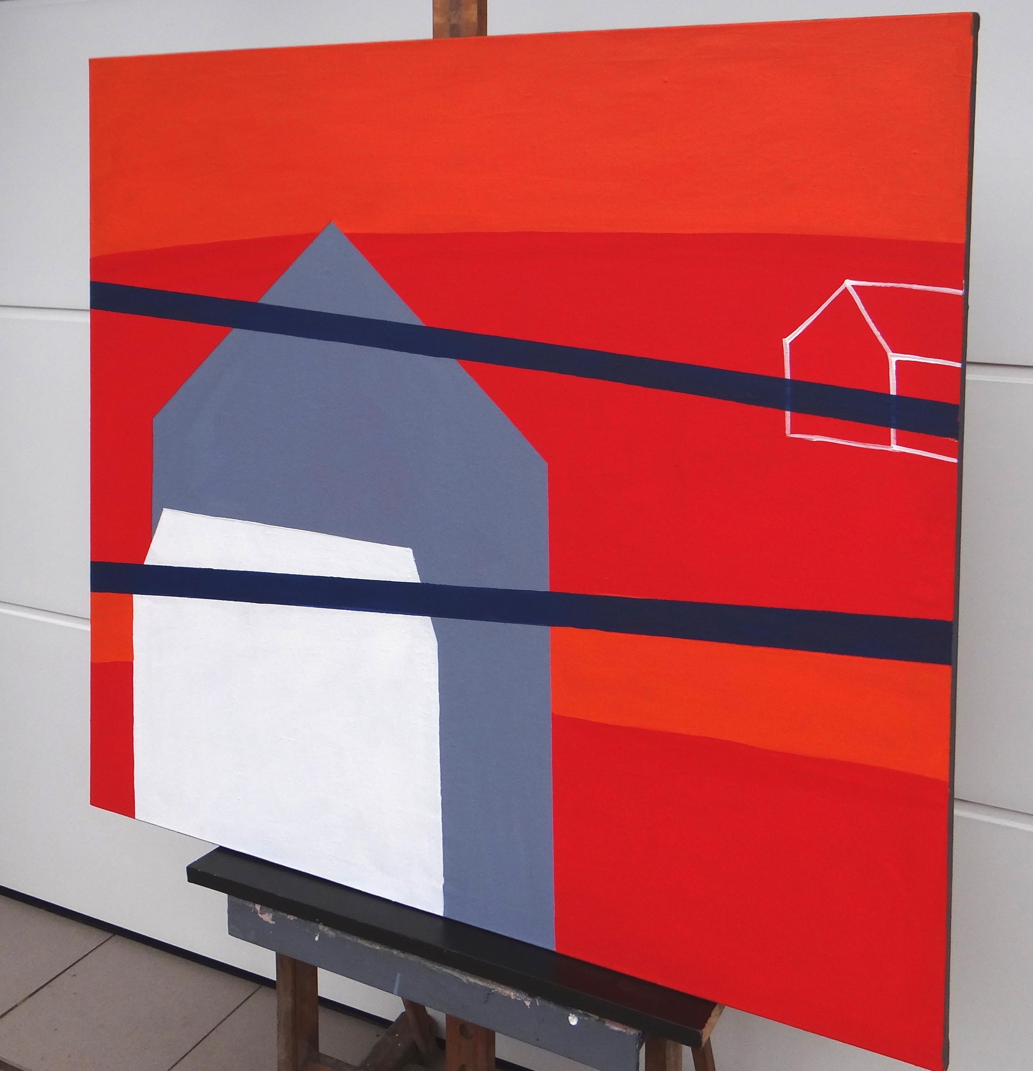 Casas que desaparecen 5 - Simbólica expresiva contemporánea y  Pintura minimalista - Painting Contemporáneo de Joanna Mrozowska
