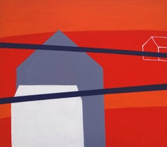 Vanishing Houses 5 - Contemporary Expressive Symbolic and  Minimalistic Painting