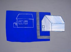 Vanishing Houses 6 -  Modern Expressive Minimalistic Painting, Large Format