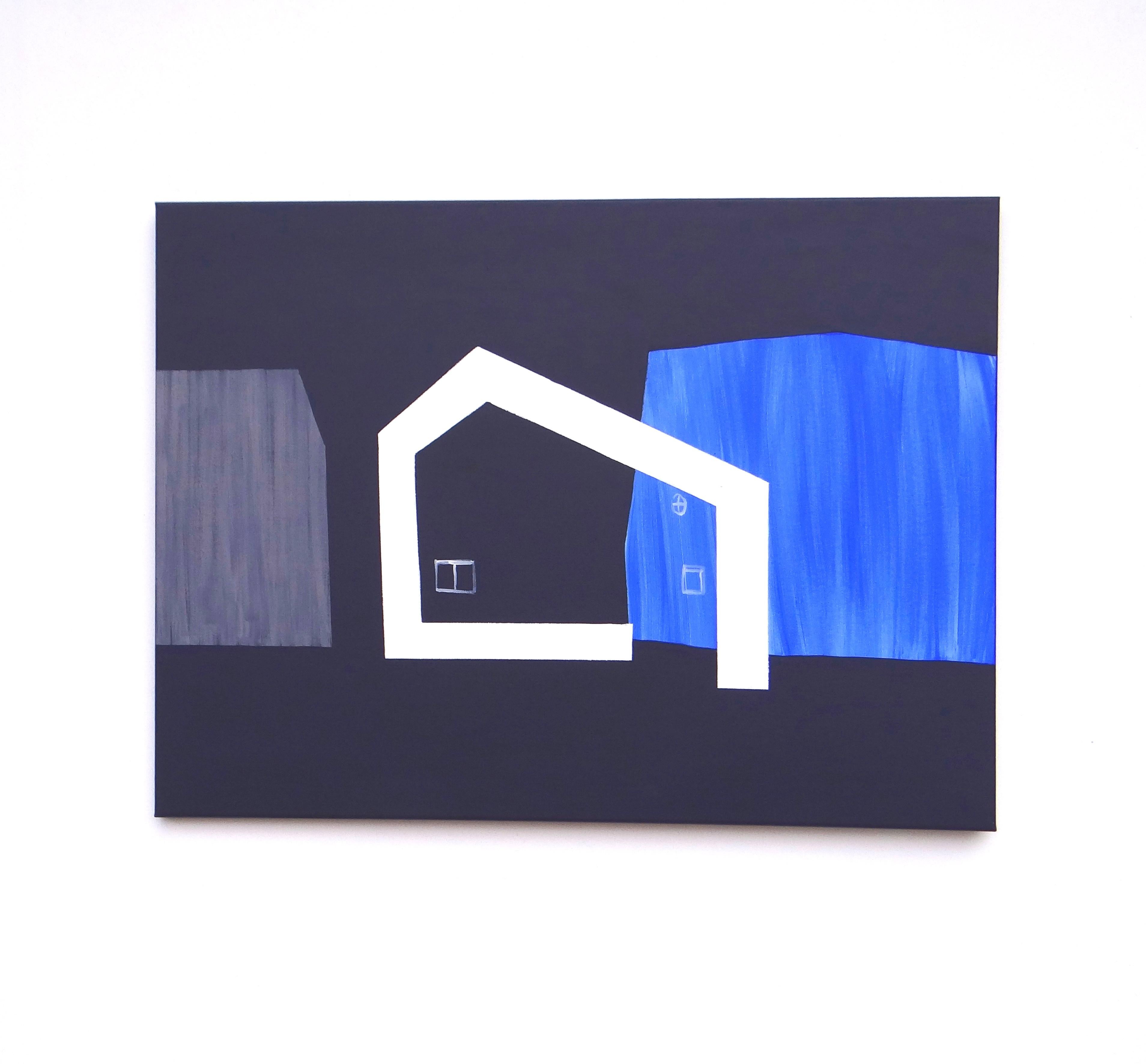 Case che scompaiono 2 - Pittura contemporanea espressiva, simbolica e minimalista - Painting di Joanna Mrozowska