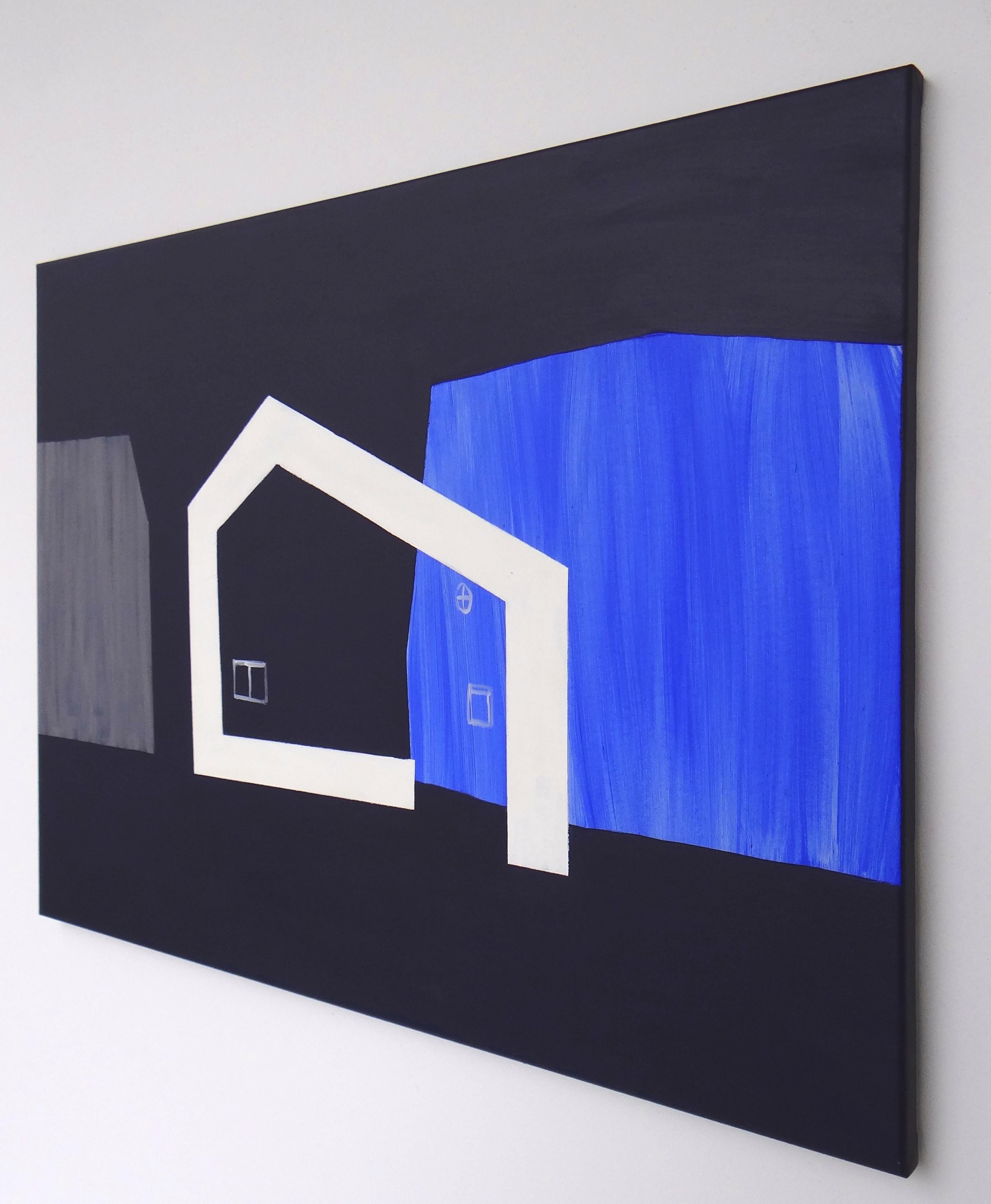 Case che scompaiono 2 - Pittura contemporanea espressiva, simbolica e minimalista - Painting Contemporaneo di Joanna Mrozowska