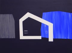 Vanishing Houses 2 - Contemporary Expressive Symbolic and Minimalistic Painting