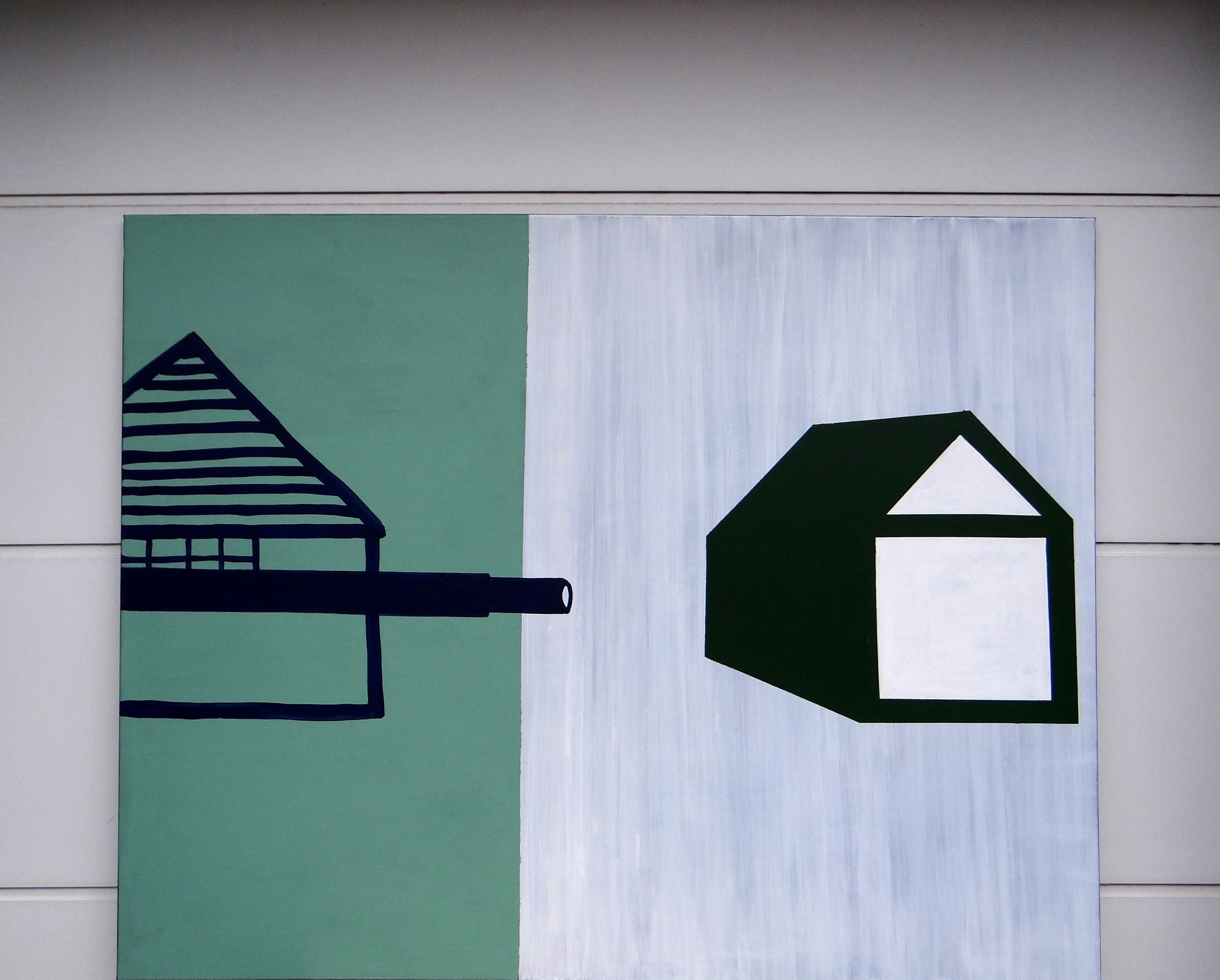 Casas que desaparecen 1 -  Pintura Minimalista Expresiva Moderna, Gran Formato - Painting Contemporáneo de Joanna Mrozowska