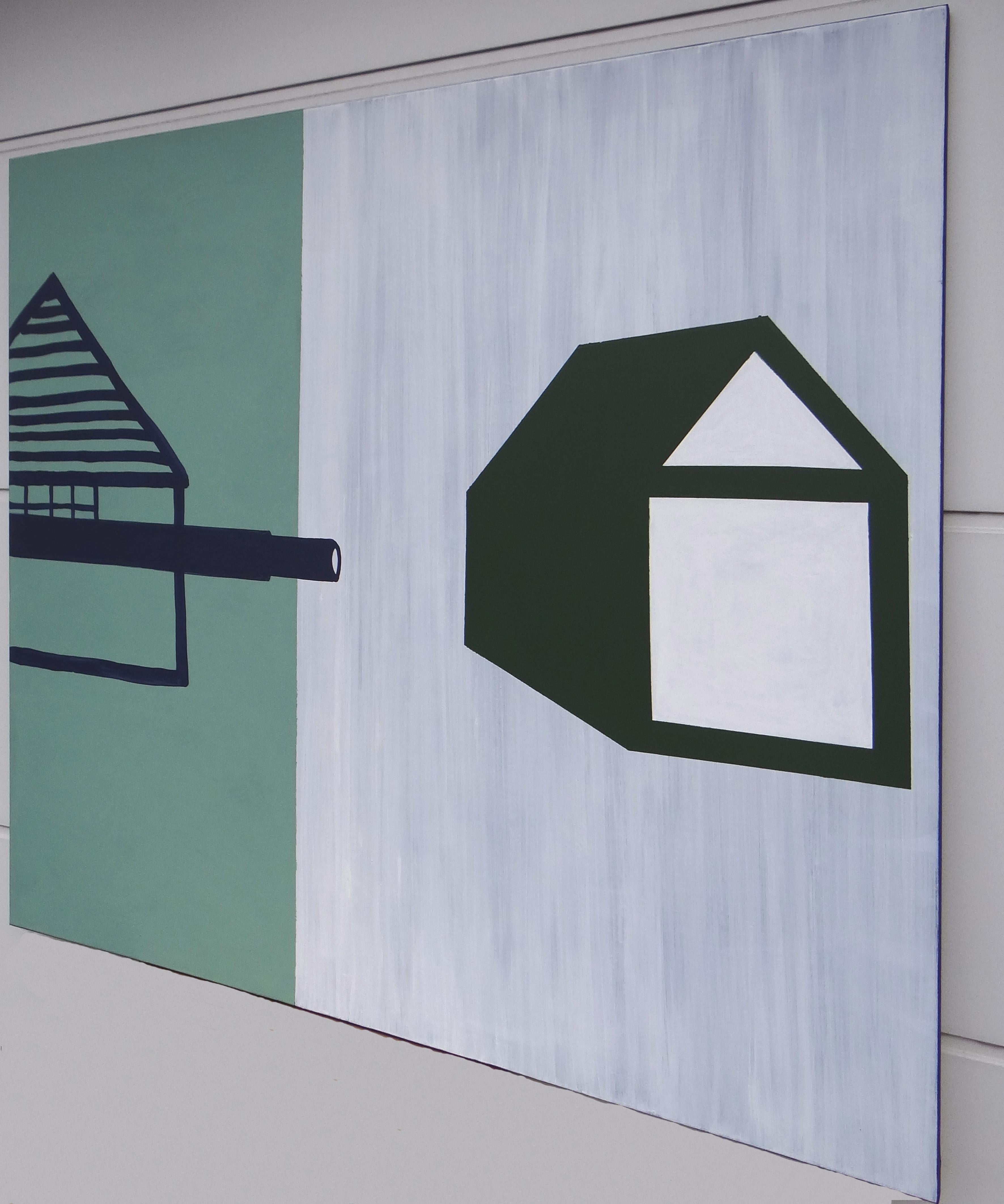 Casas que desaparecen 1 -  Pintura Minimalista Expresiva Moderna, Gran Formato en venta 1
