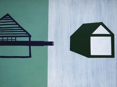 Vanishing Houses 1 -  Modern Expressive Minimalistic Painting, Large Format