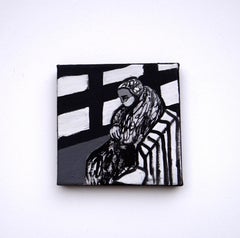 Waiting Room 2 - Contemporary Expressive, Symbolic Black-White Painting