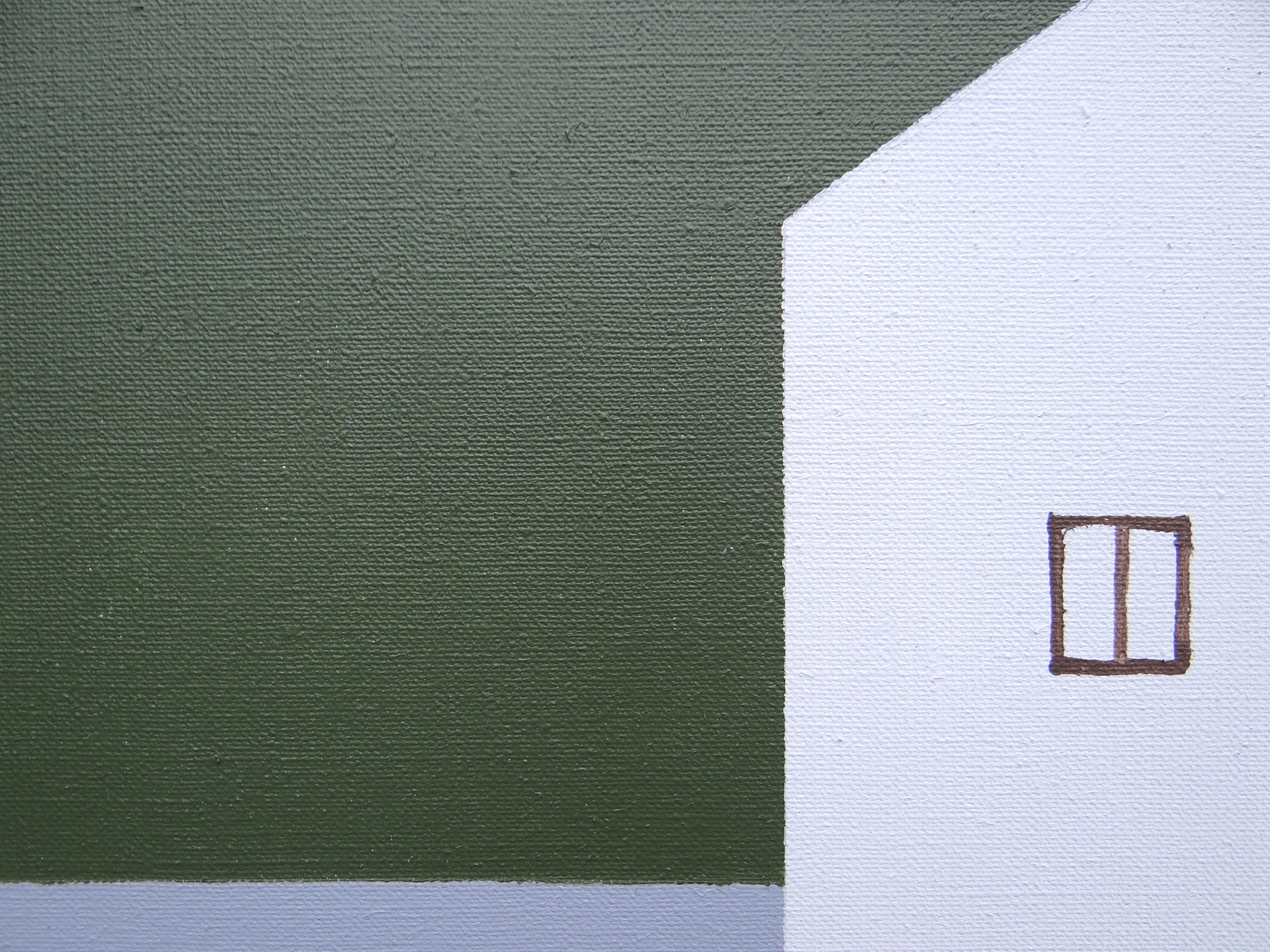 Quadro d'inverno, Natale - Pittura moderna espressiva, simbolica e minimalista - Landscape Painting Nero di Joanna Mrozowska