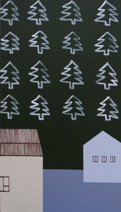 Photo d'hiver, X-mas - Peinture expressive moderne symbolique et minimaliste