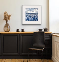 Sea Poppies and Linnets at Salthouse with Linocut, Print by Joanna Padfield