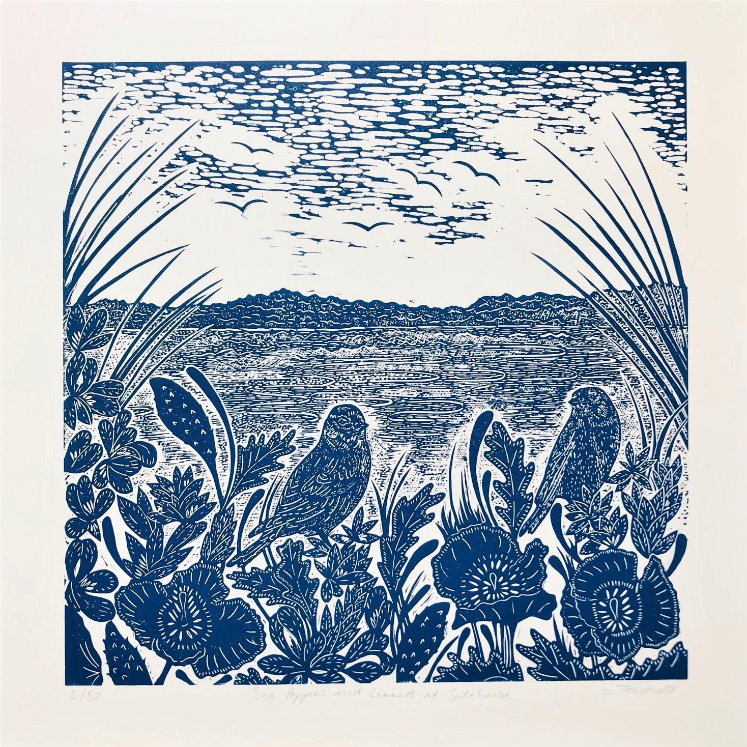 ocean linocut