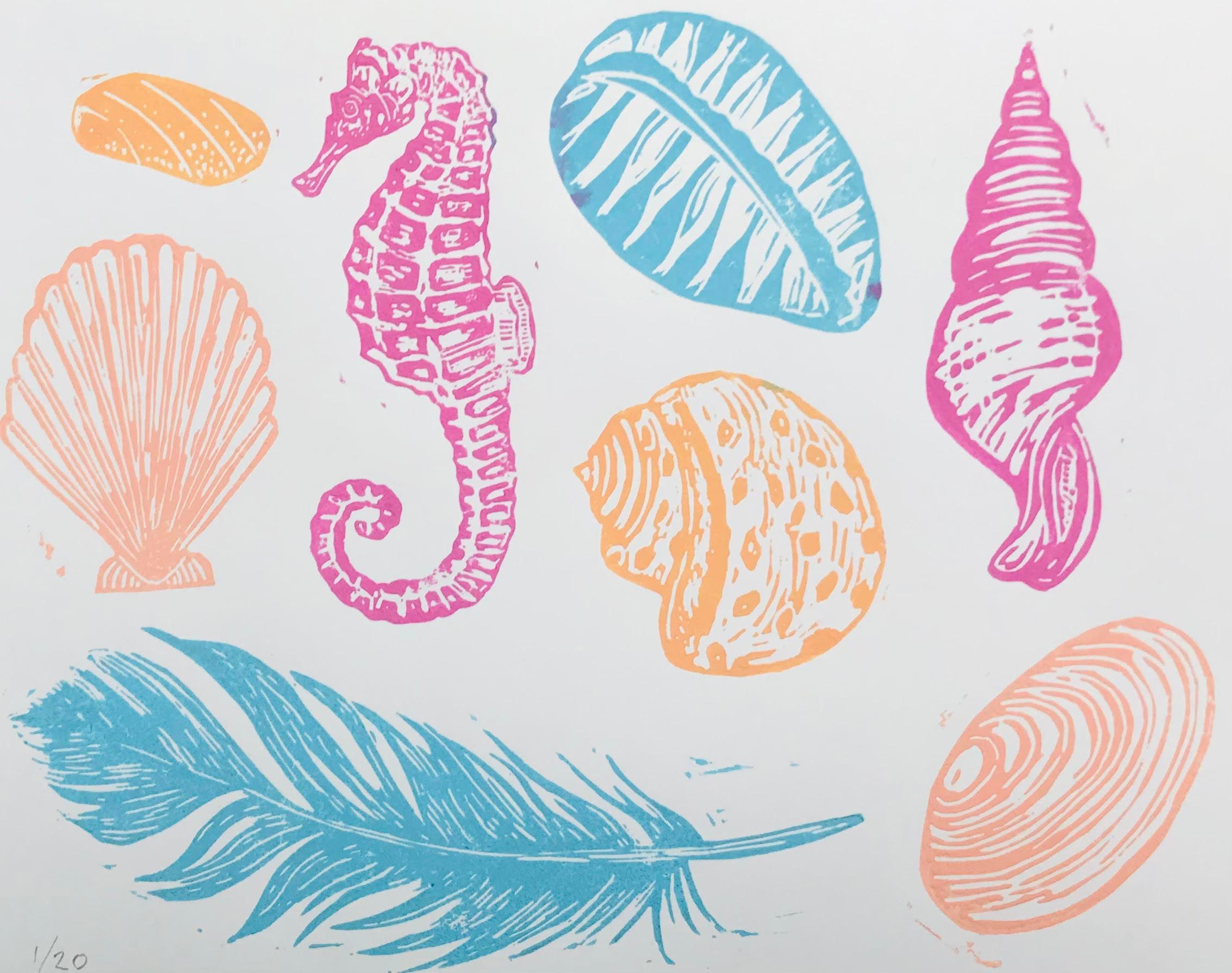 Seaweed, Seashells and Sea Finds - Contemporary Print by Joanna Padfield