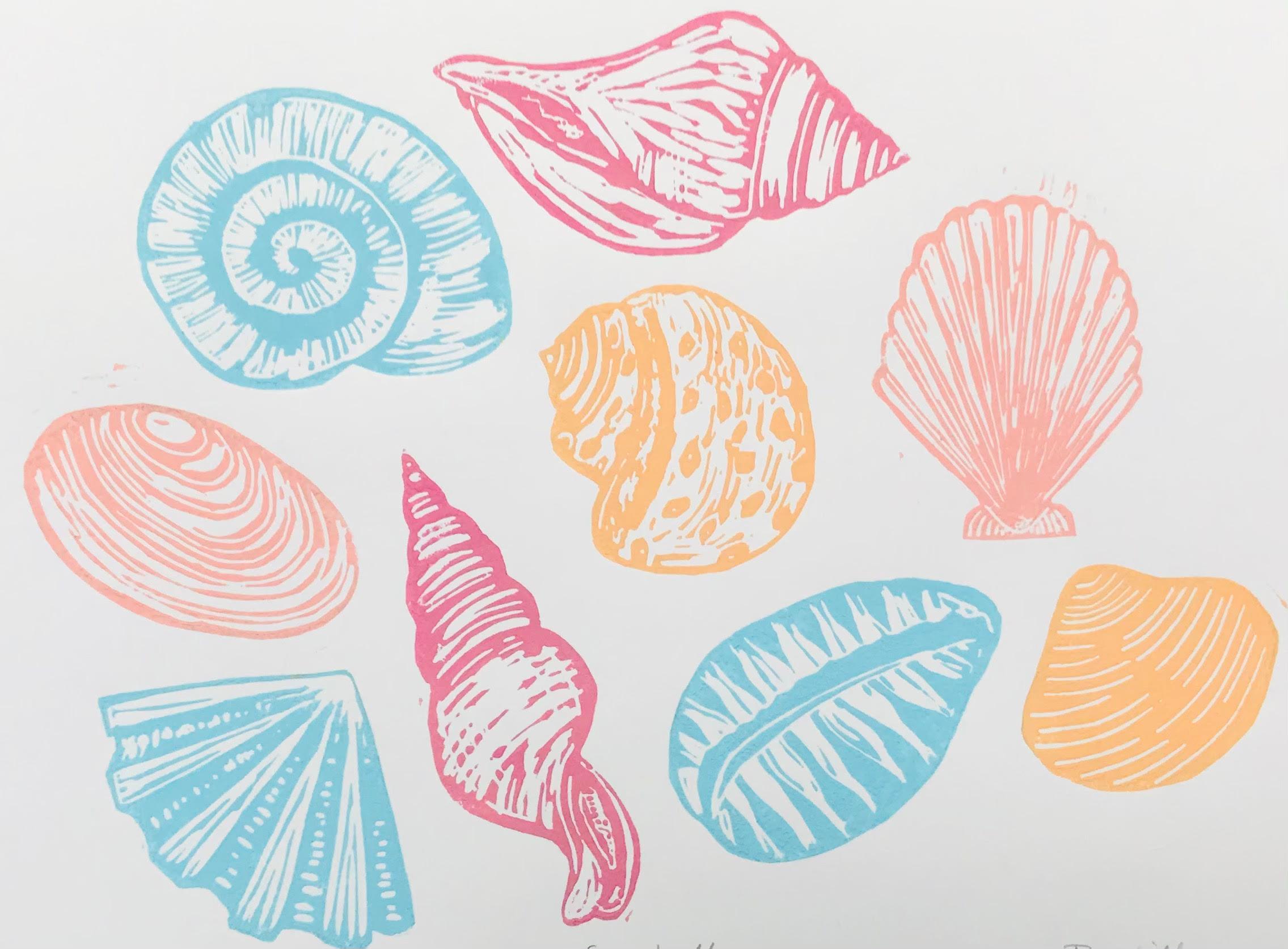 Seaweed, Seashells and Sea Finds - Gray Still-Life Print by Joanna Padfield