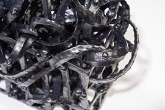 Joanna Poag Ceramic Binding Time 'Black Grid with Leaves' Sculpture, 2019