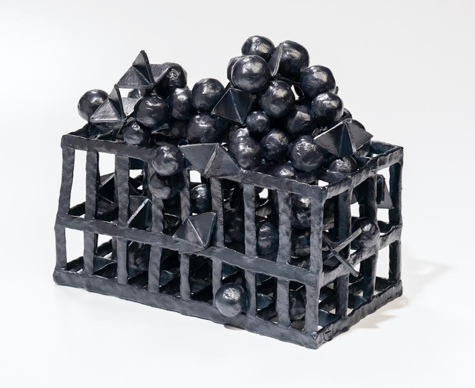 American Joanna Poag Binding Time (Black Grid with Spheres) Ceramic Sculpture, 2019 For Sale