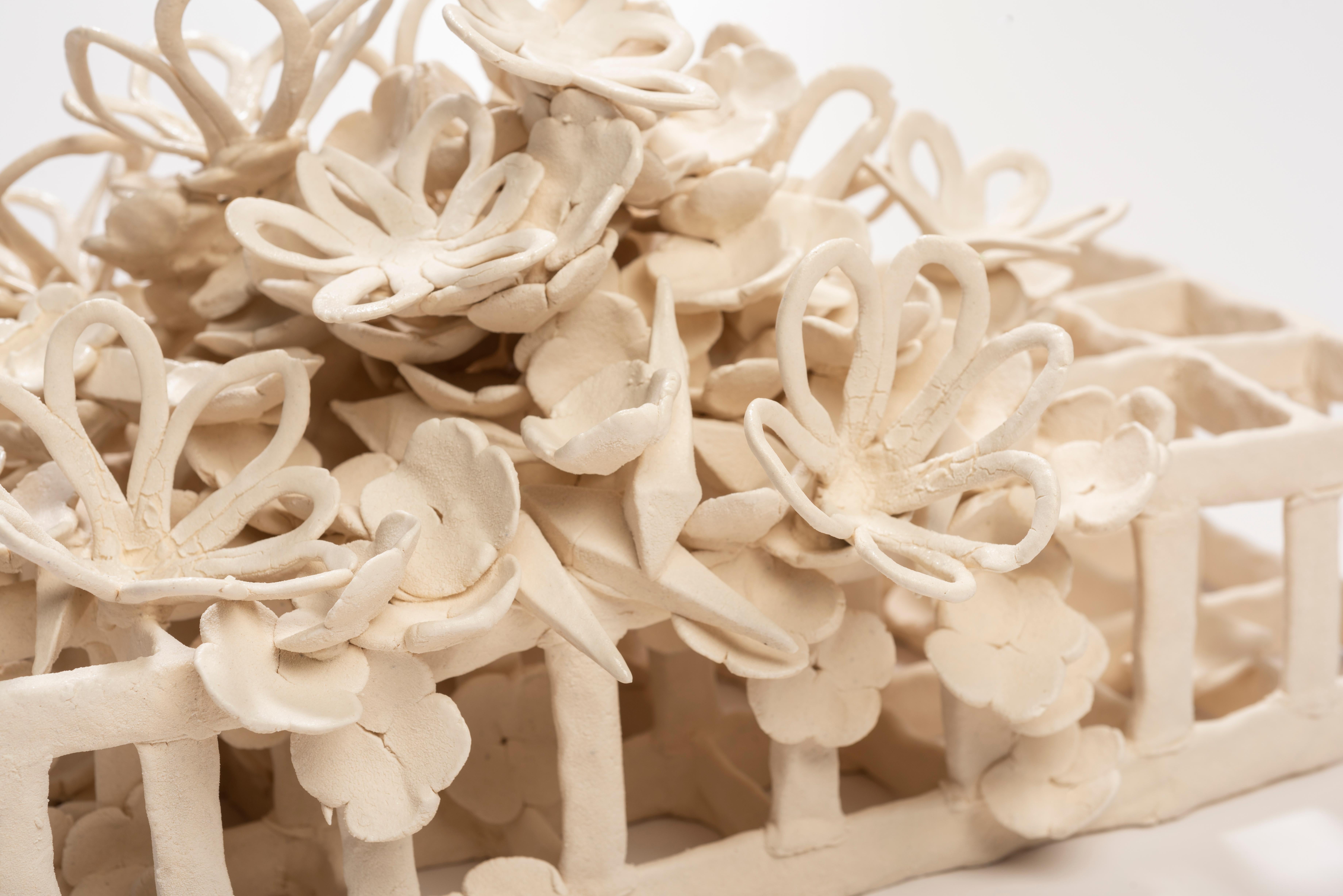 American Joanna Poag Binding Time (Grid w/ Quatrefoils & Flowers) Ceramic Sculpture, 2019 For Sale