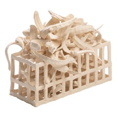 Joanna Poag Tiempo de encuadernación (cuadrícula con hojas) Escultura de cerámica, 2019