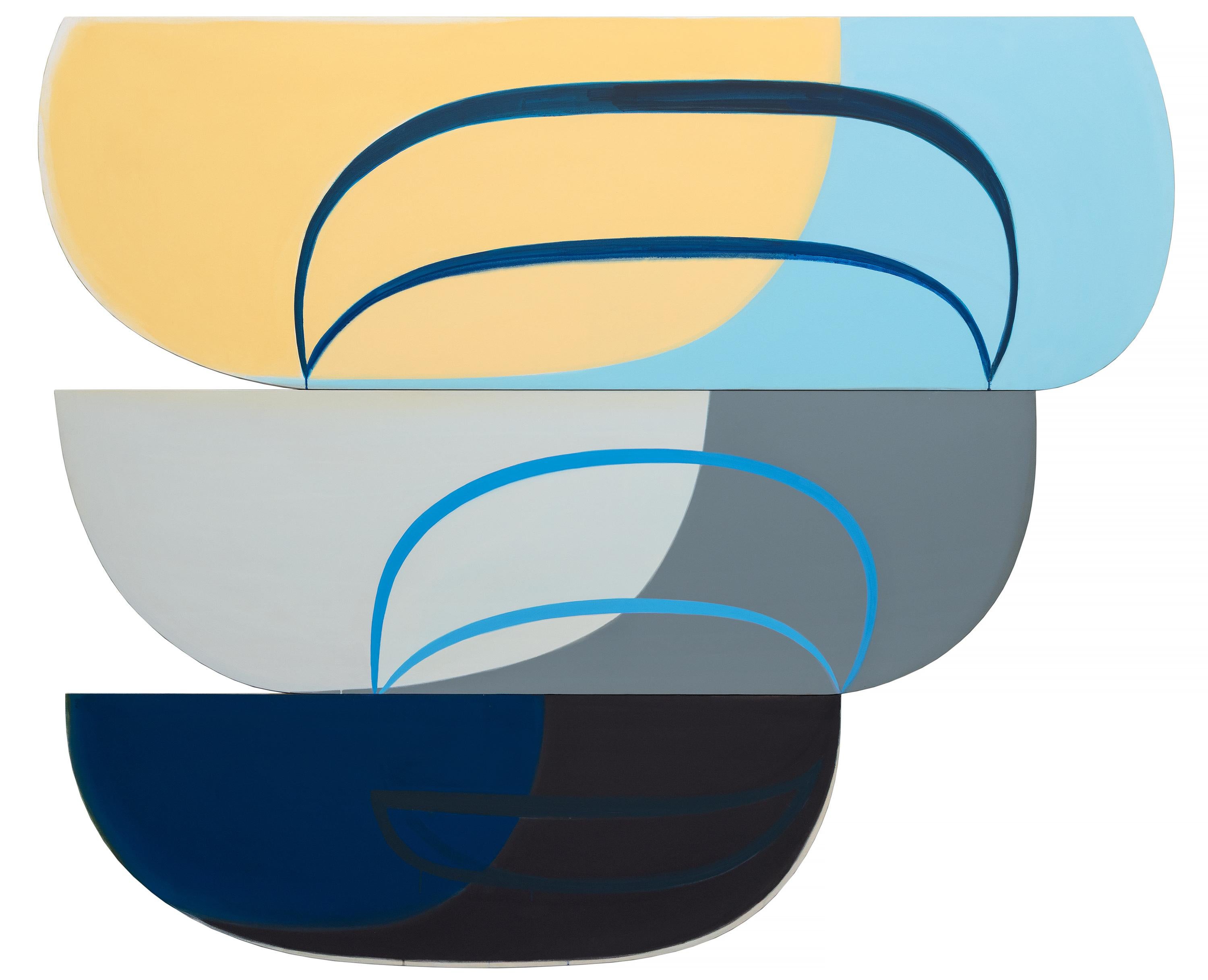 Joanna Pousette-Dart Abstract Painting - 3 Part Variation No. 11 - Contemporary Abstract Acrylic Shaped Panels, 2017