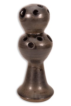 Joanna Price Signed Mid Century Gunmetal Ceramic Weed Pot