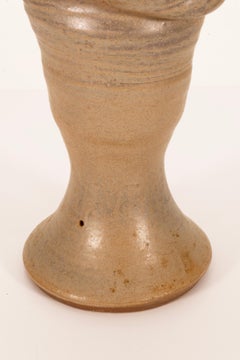 Joanna Price Signed Mid Century Tall Biomorphic Beige Ikebana Ceramic Vase