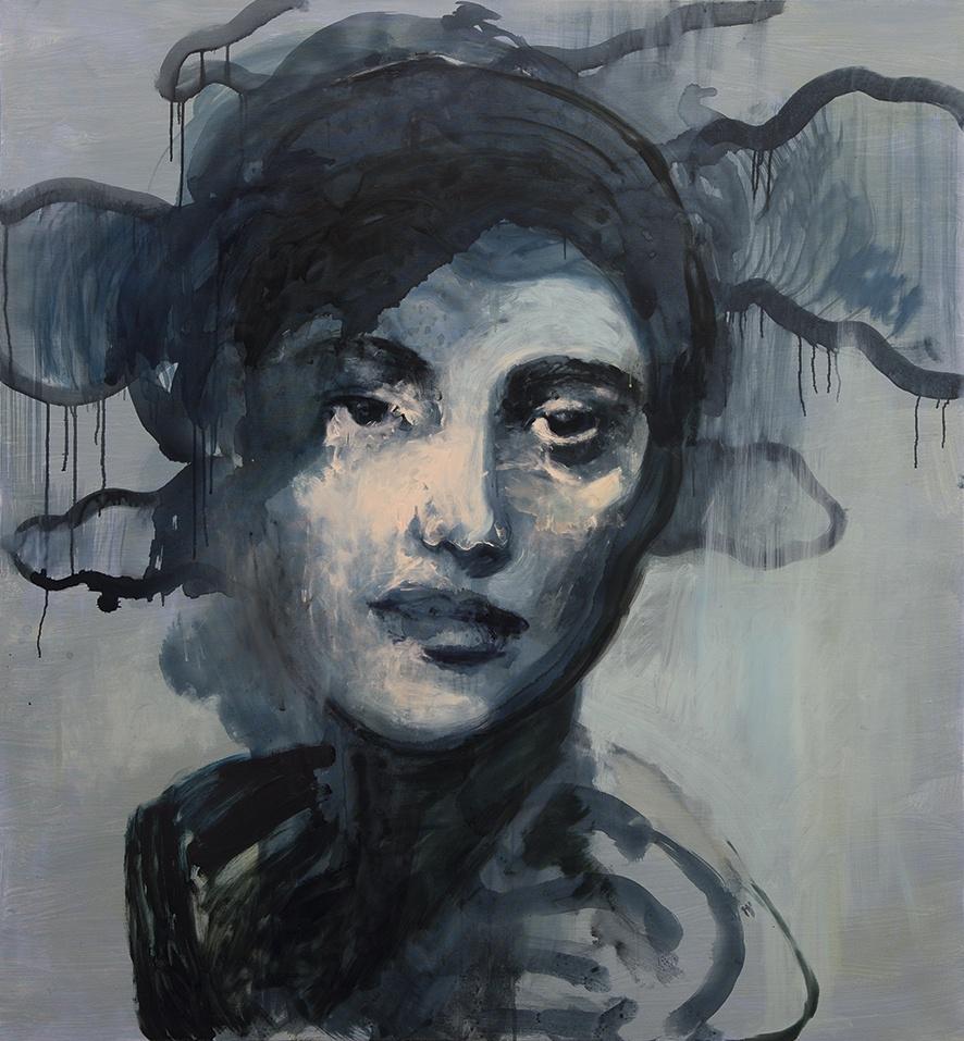 Joanna Rusinek Portrait Painting - Woman VIII - XXI Century Contemporary Oil & Tempera on Canvas Painting, Portrait