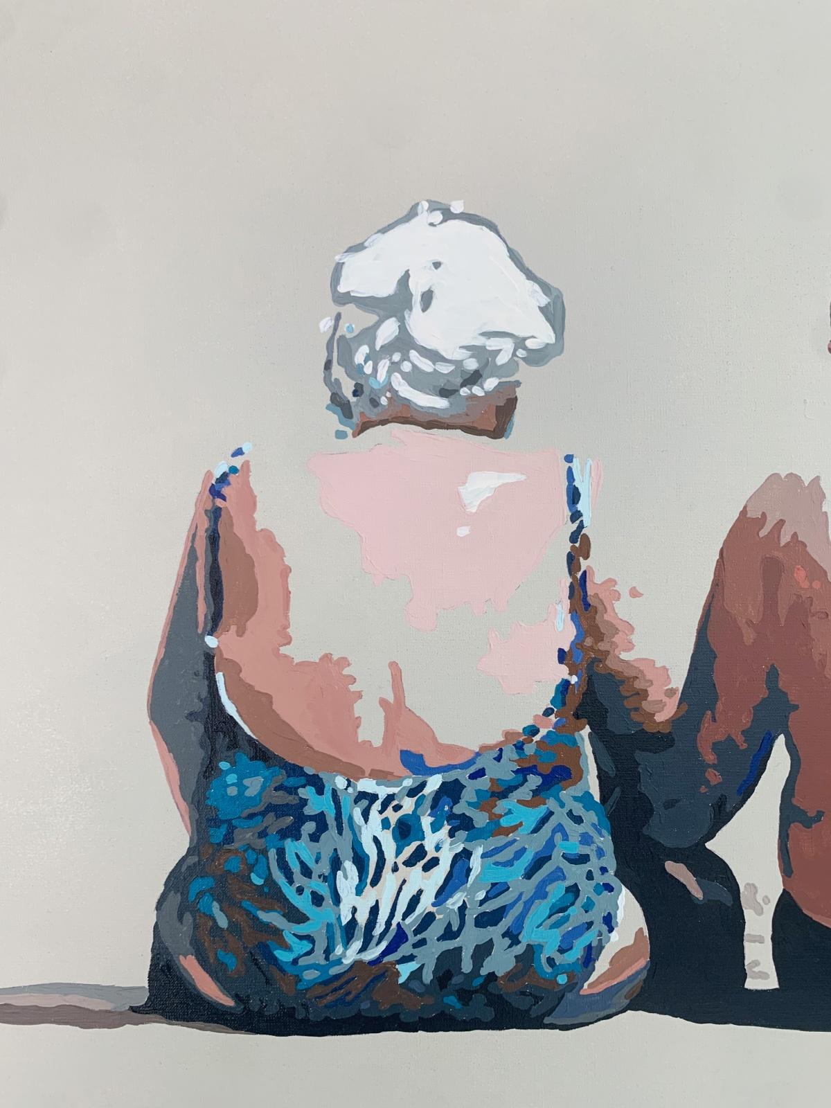 Una pareja. Pintura acrílica figurativa, Minimalismo, Arte pop, Arte polaco - Portrait Painting Gris de Joanna Woyda